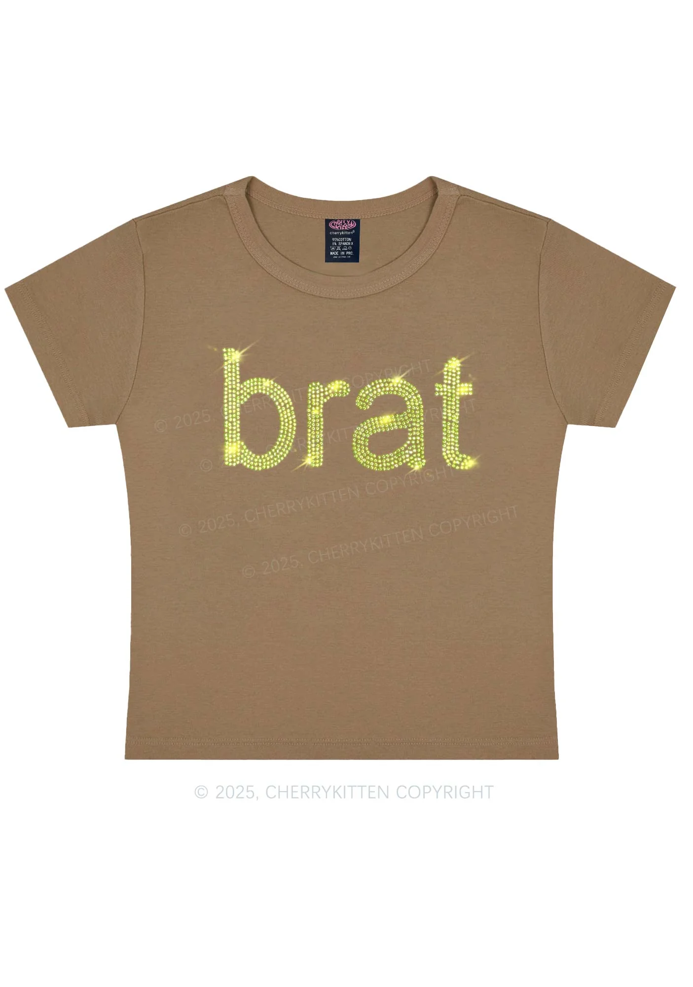 Rhinestone Green Brat Y2K Baby Tee Cherrykitten - Image 9