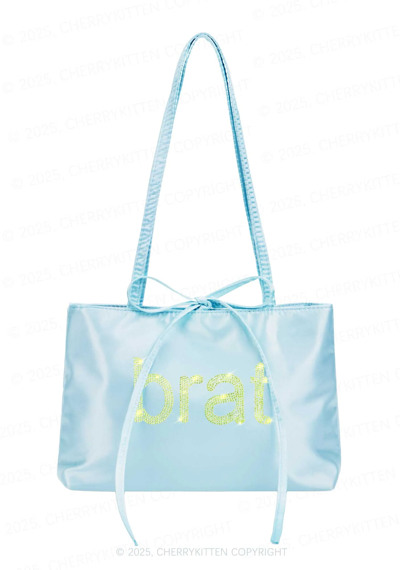 Rhinestone Green Brat Y2K Satin Bags Cherrykitten - Image 2