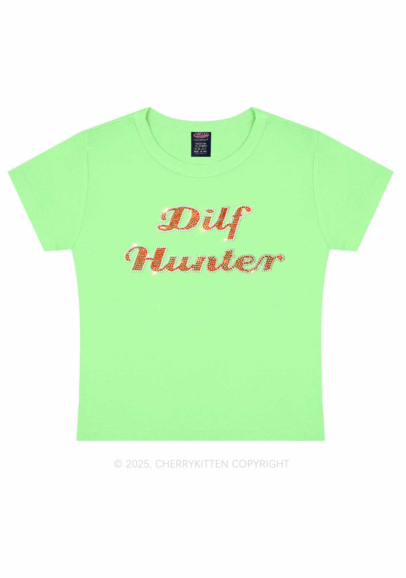 Rhinestone Green Hunter Y2K Baby Tee Cherrykitten - Image 11