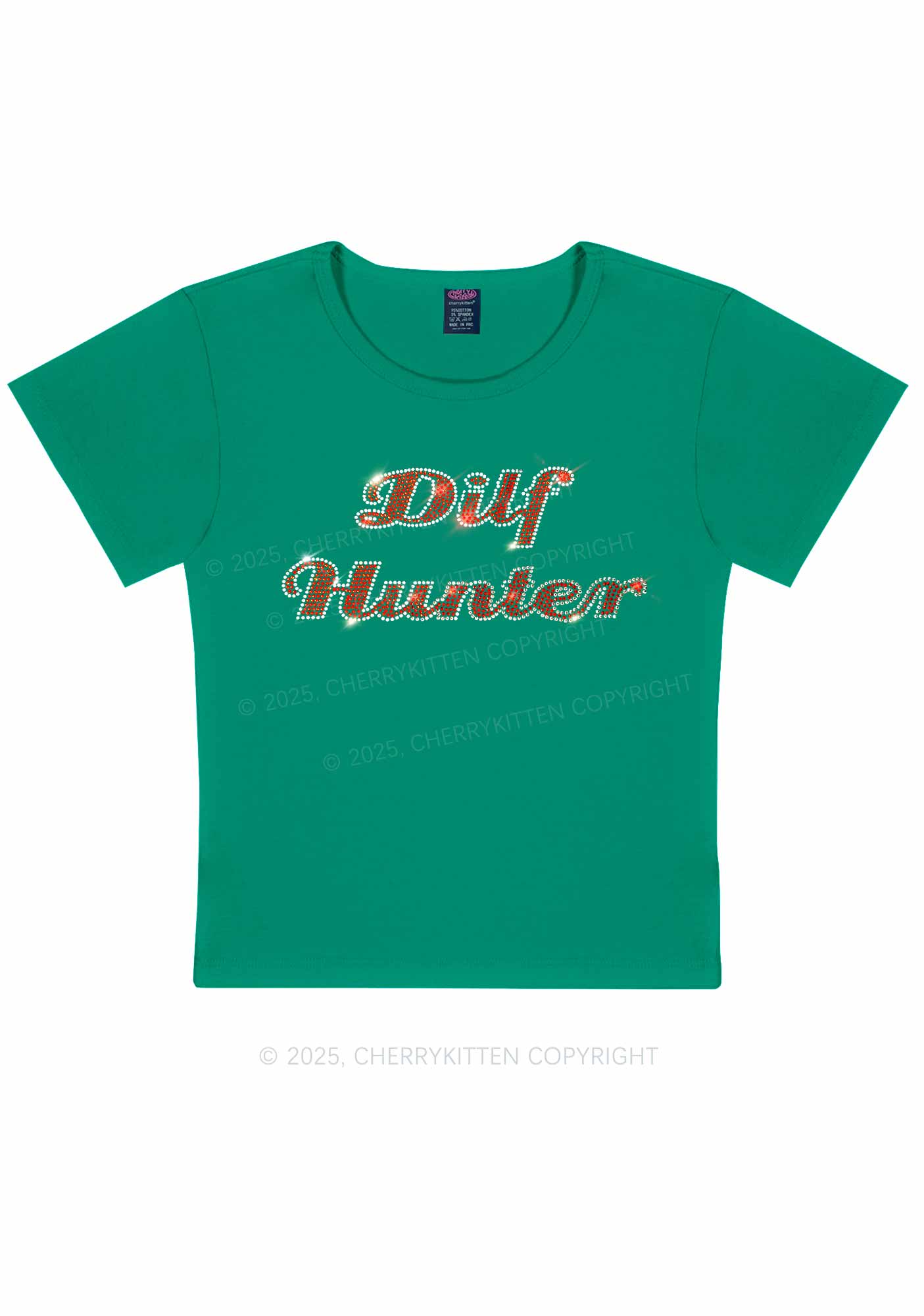 Rhinestone Green Hunter Y2K Baby Tee Cherrykitten - Image 12