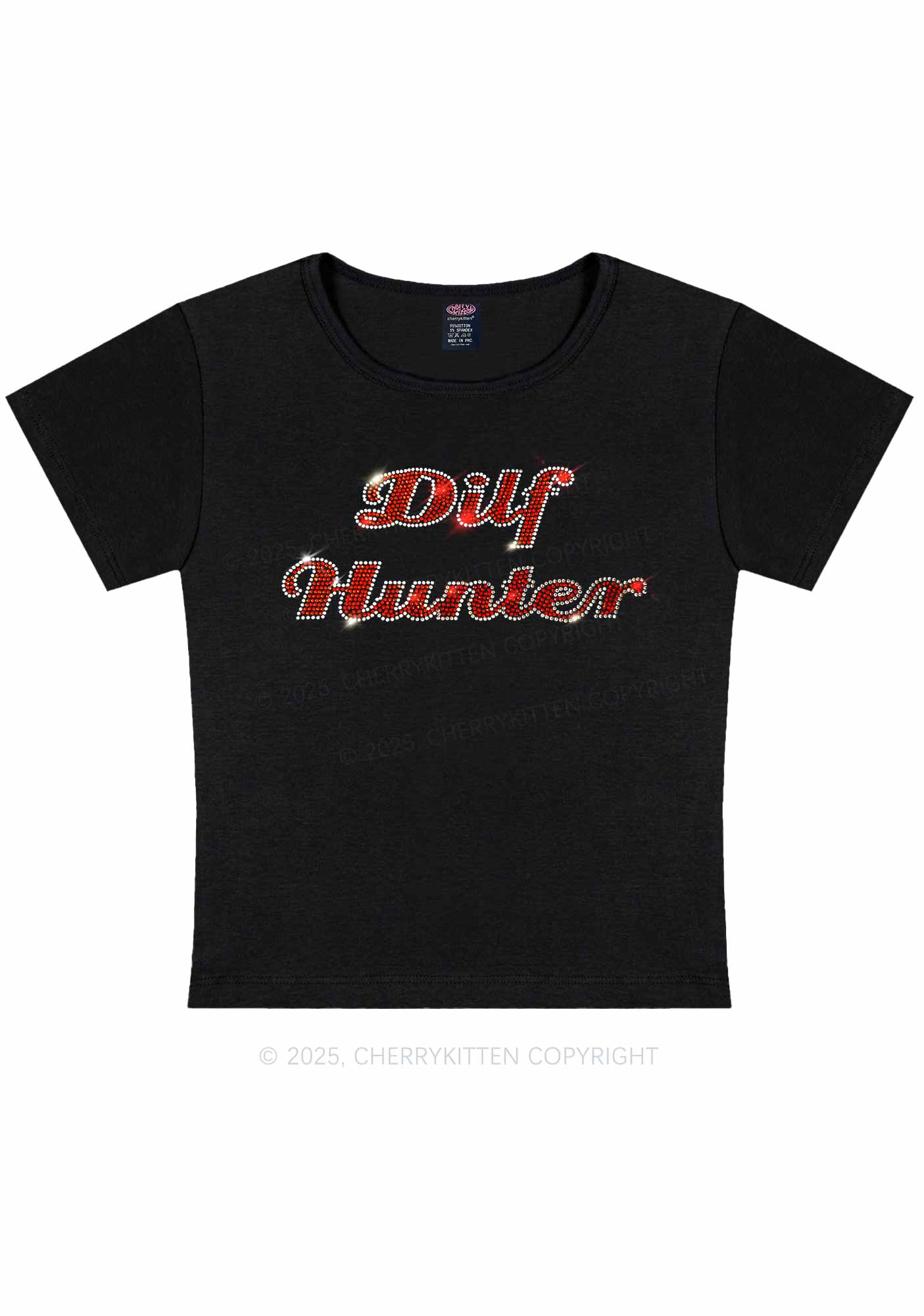 Rhinestone Green Hunter Y2K Baby Tee Cherrykitten - Image 6