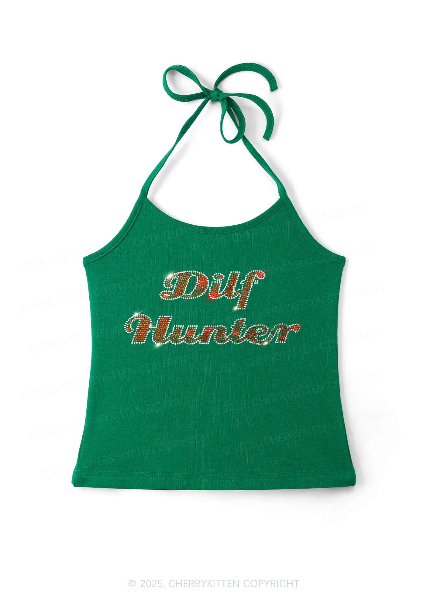 Rhinestone Green Hunter Y2K Halter Neck Cami Cherrykitten - Image 8