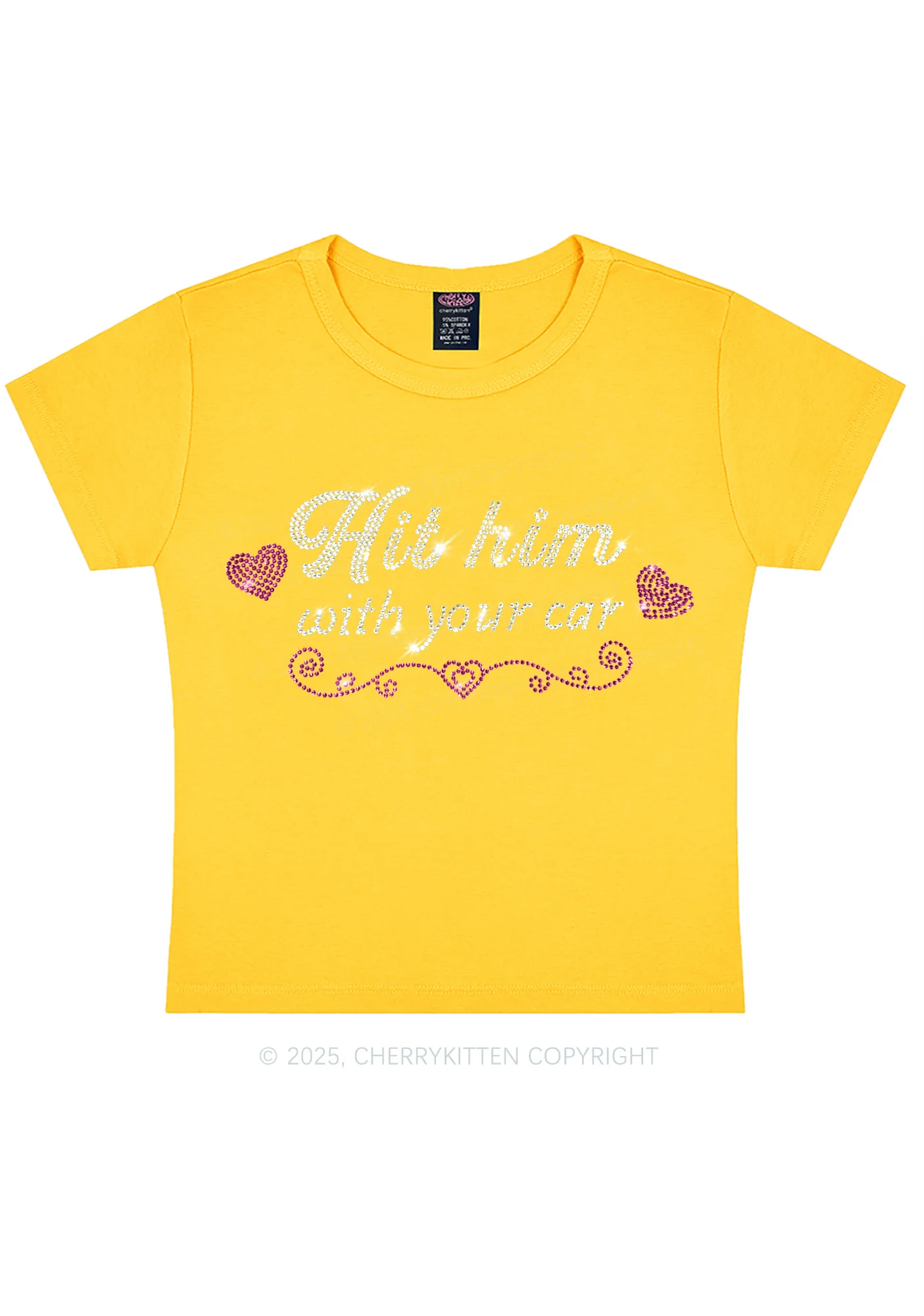 Rhinestone Hit Him Y2K Baby Tee Cherrykitten - Image 10