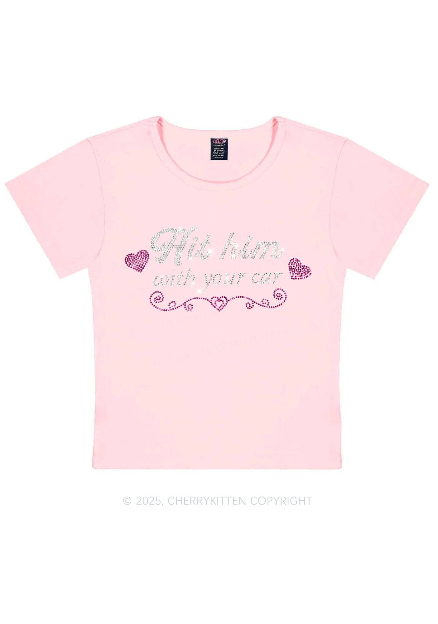 Rhinestone Hit Him Y2K Baby Tee Cherrykitten - Image 12