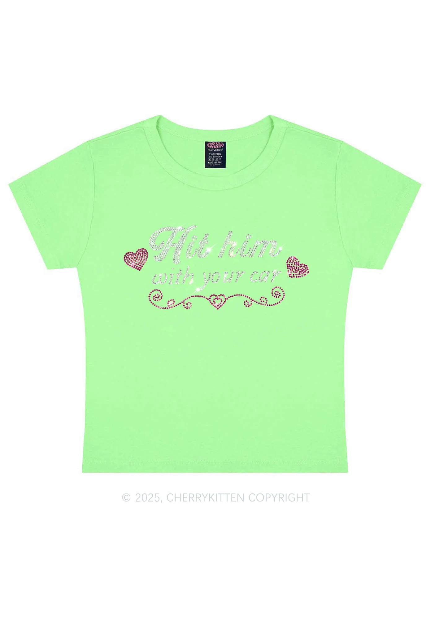 Rhinestone Hit Him Y2K Baby Tee Cherrykitten - Image 13