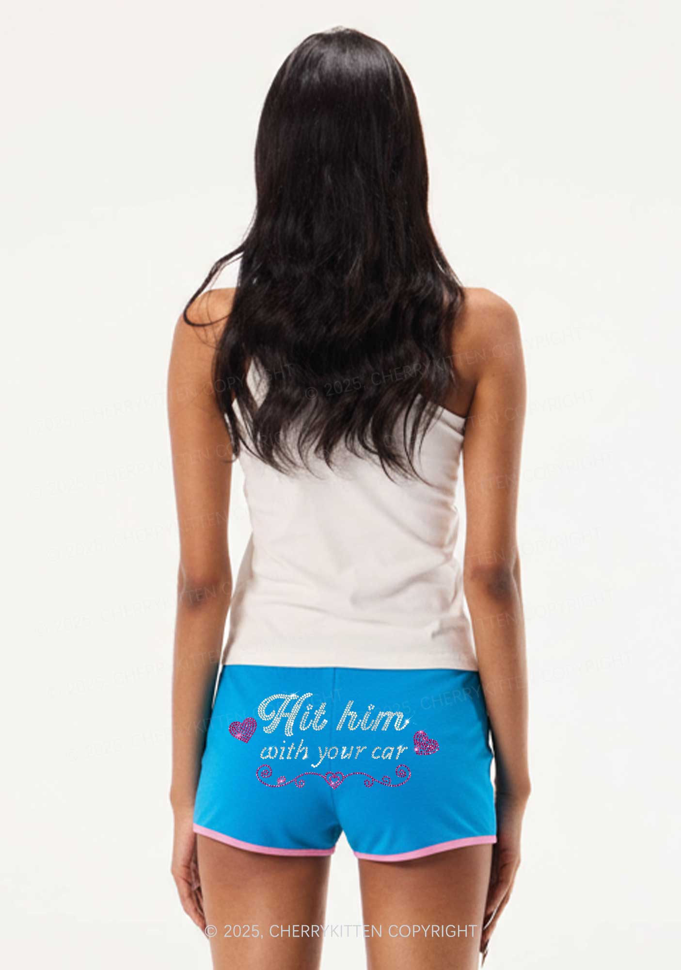 Rhinestone Hit Him Y2K Booty Shorts Cherrykitten - Image 2