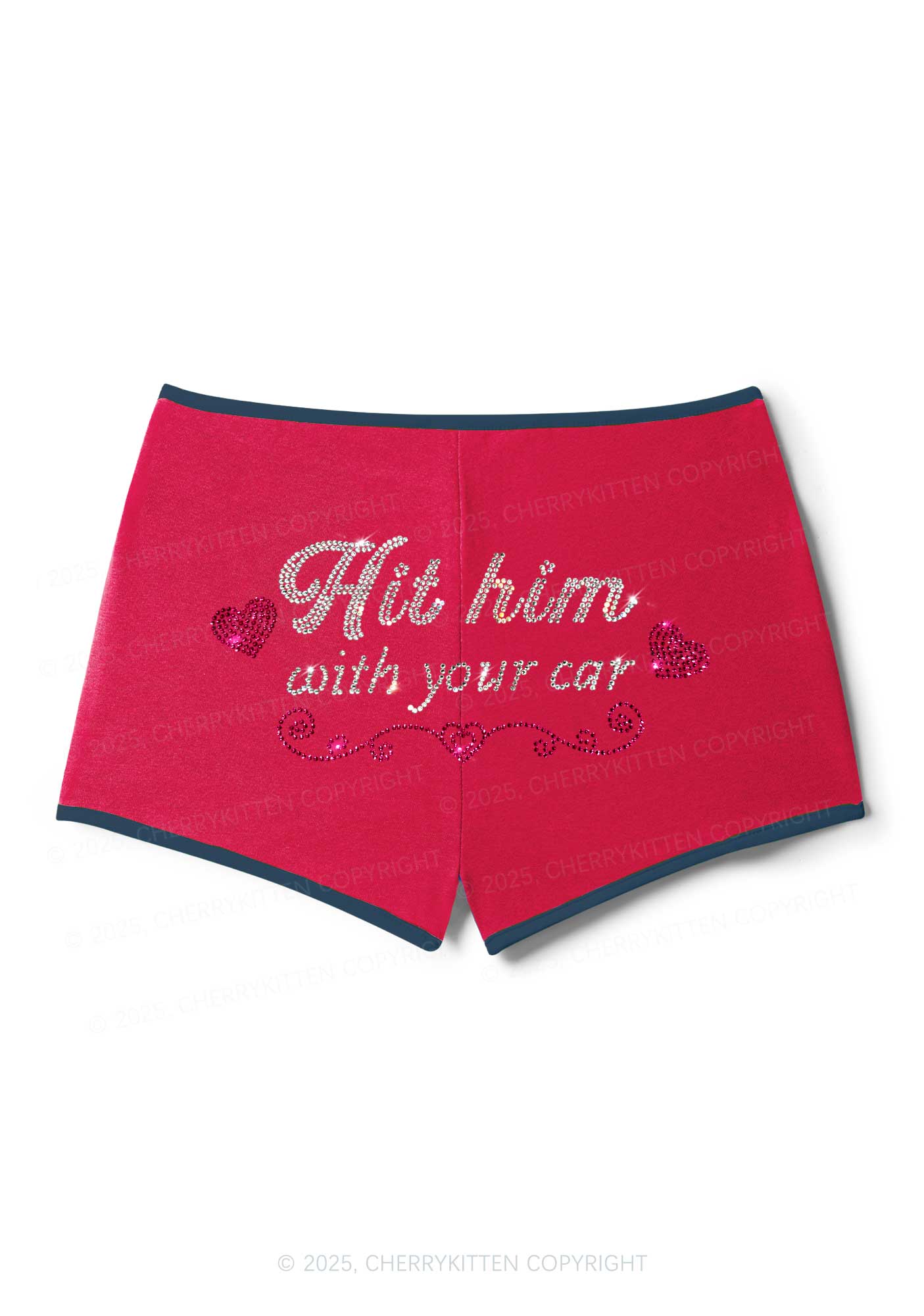 Rhinestone Hit Him Y2K Booty Shorts Cherrykitten - Image 5