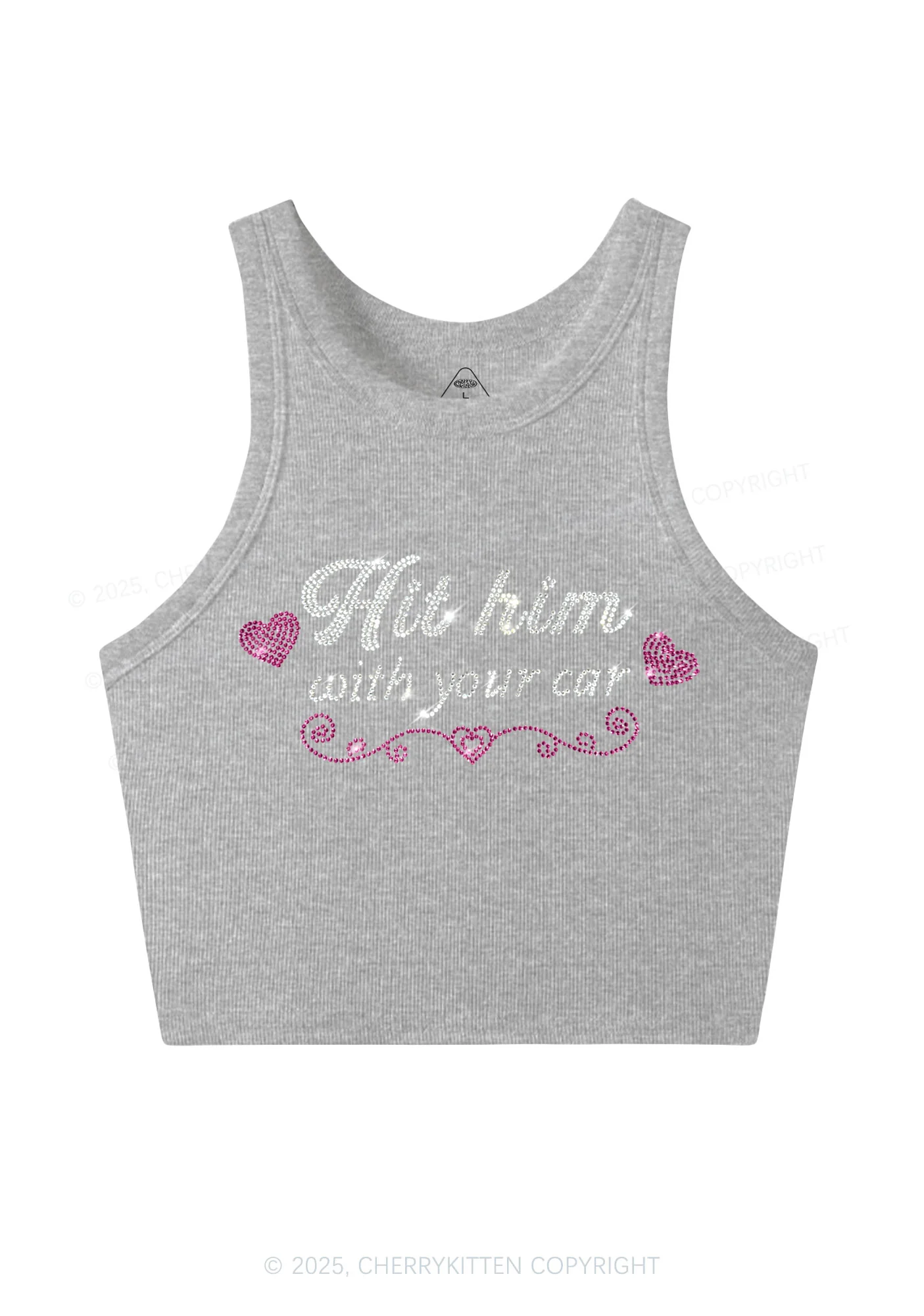 Rhinestone Hit Him Y2K Crop Tank Top Cherrykitten - Image 4