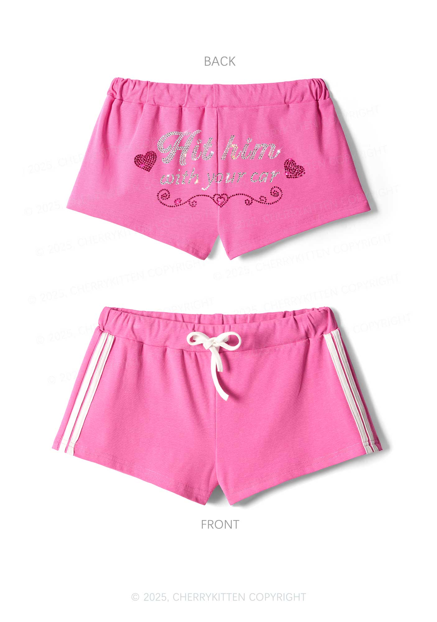 Rhinestone Hit Him Y2K Drawstring Mini Shorts Cherrykitten - Image 4