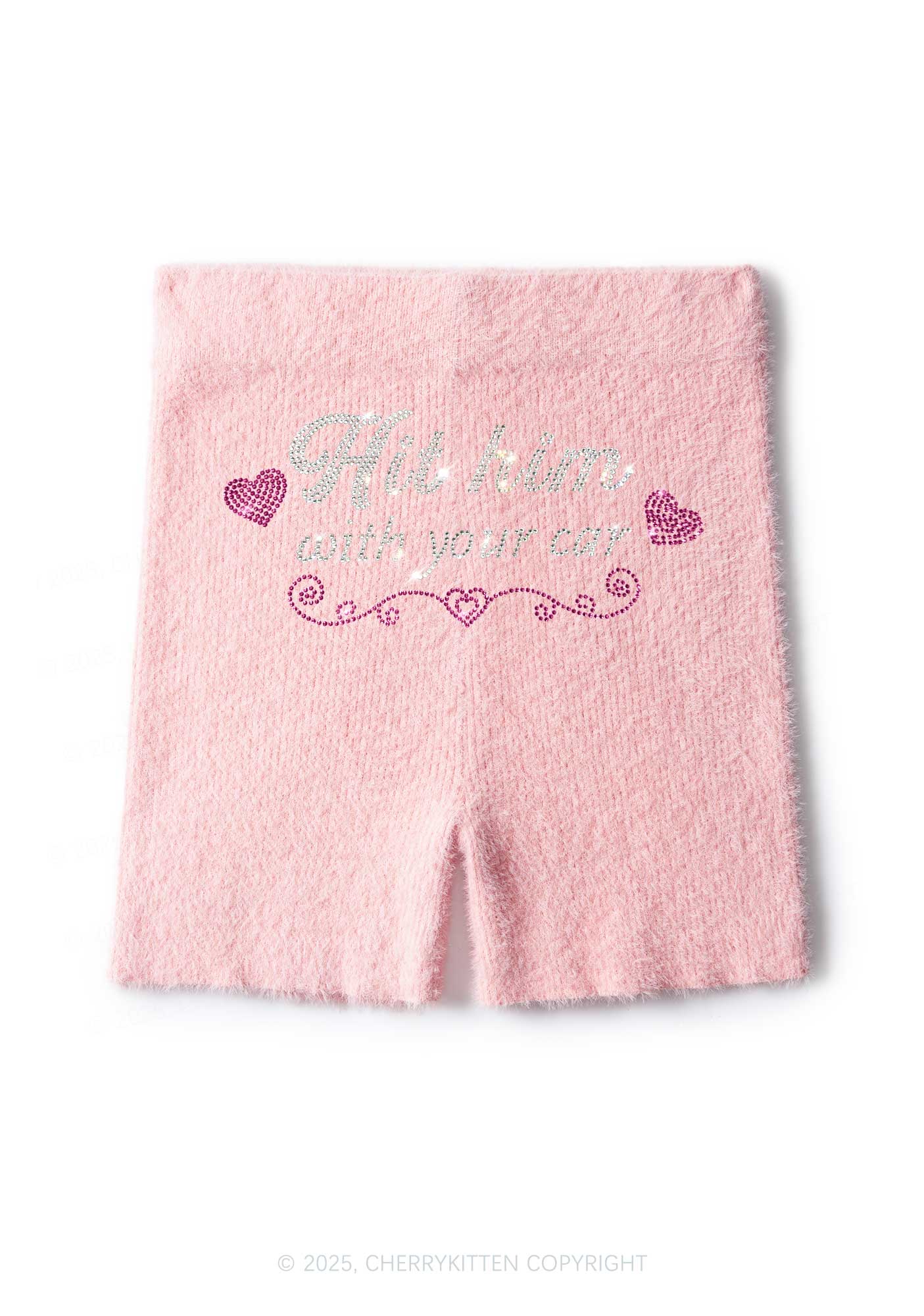 Rhinestone Hit Him Y2K Fluffy Shorts Cherrykitten - Image 3