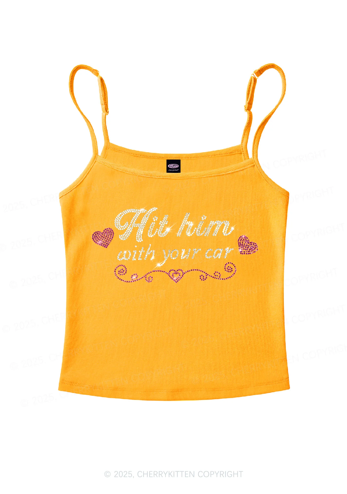 Rhinestone Hit Him Y2K Spaghetti Strap Cami Cherrykitten - Image 4