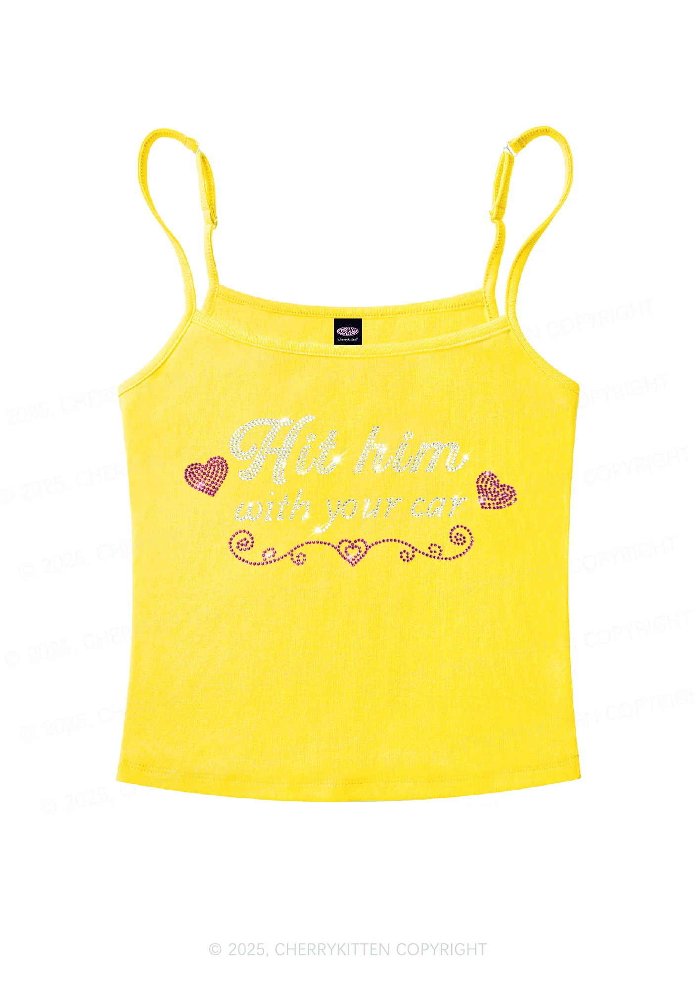 Rhinestone Hit Him Y2K Spaghetti Strap Cami Cherrykitten - Image 5