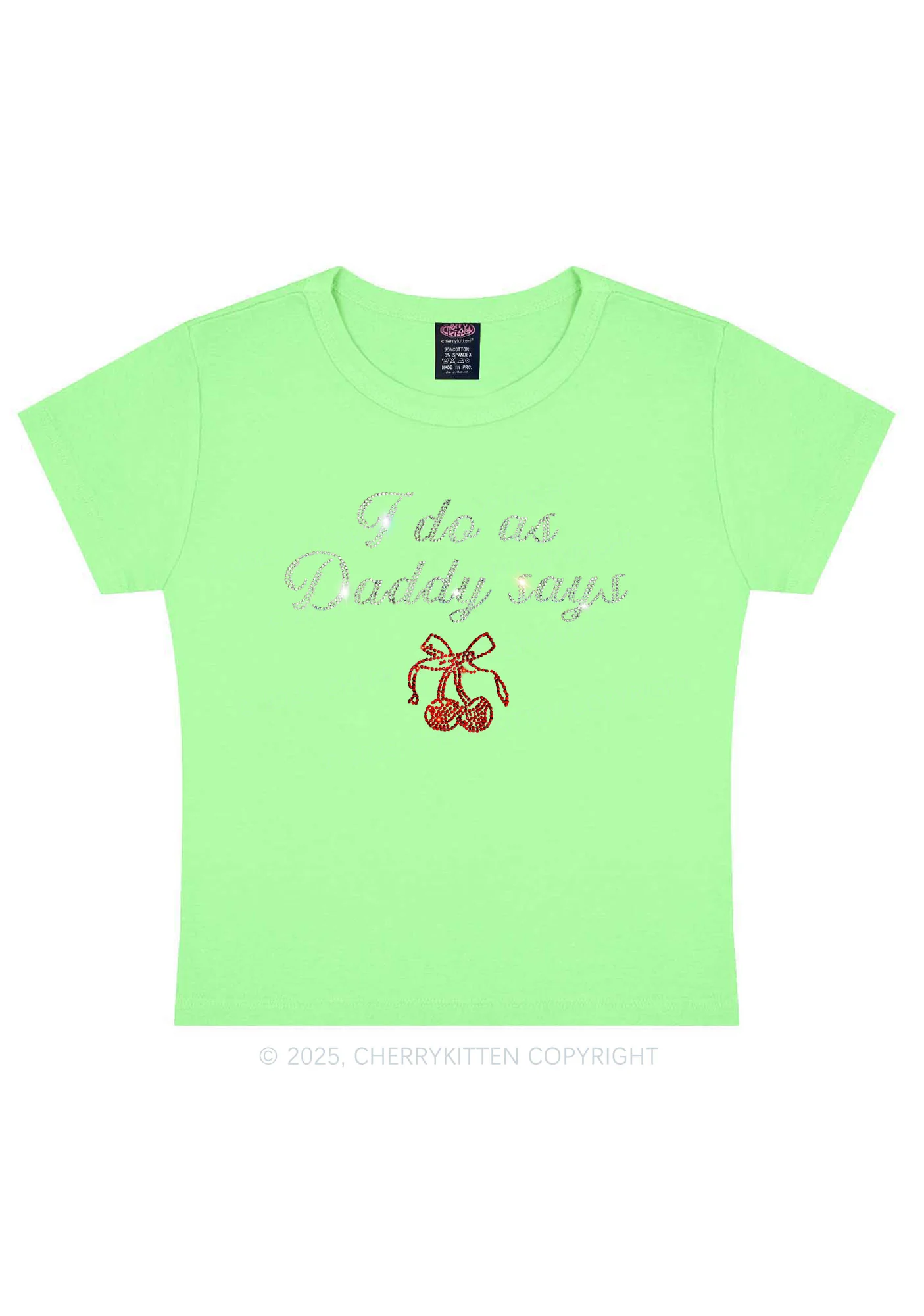 Rhinestone I Do As Daddy Says Y2K Baby Tee Cherrykitten - Image 11