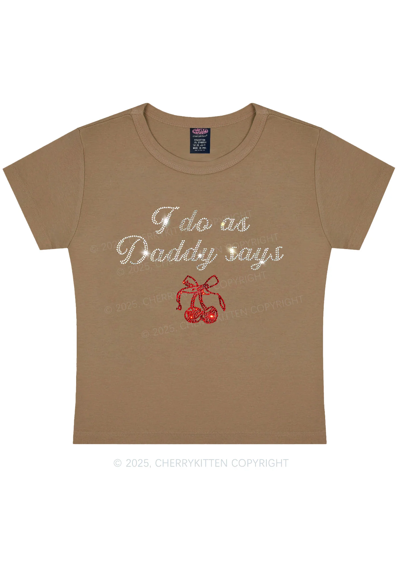 Rhinestone I Do As Daddy Says Y2K Baby Tee Cherrykitten - Image 12