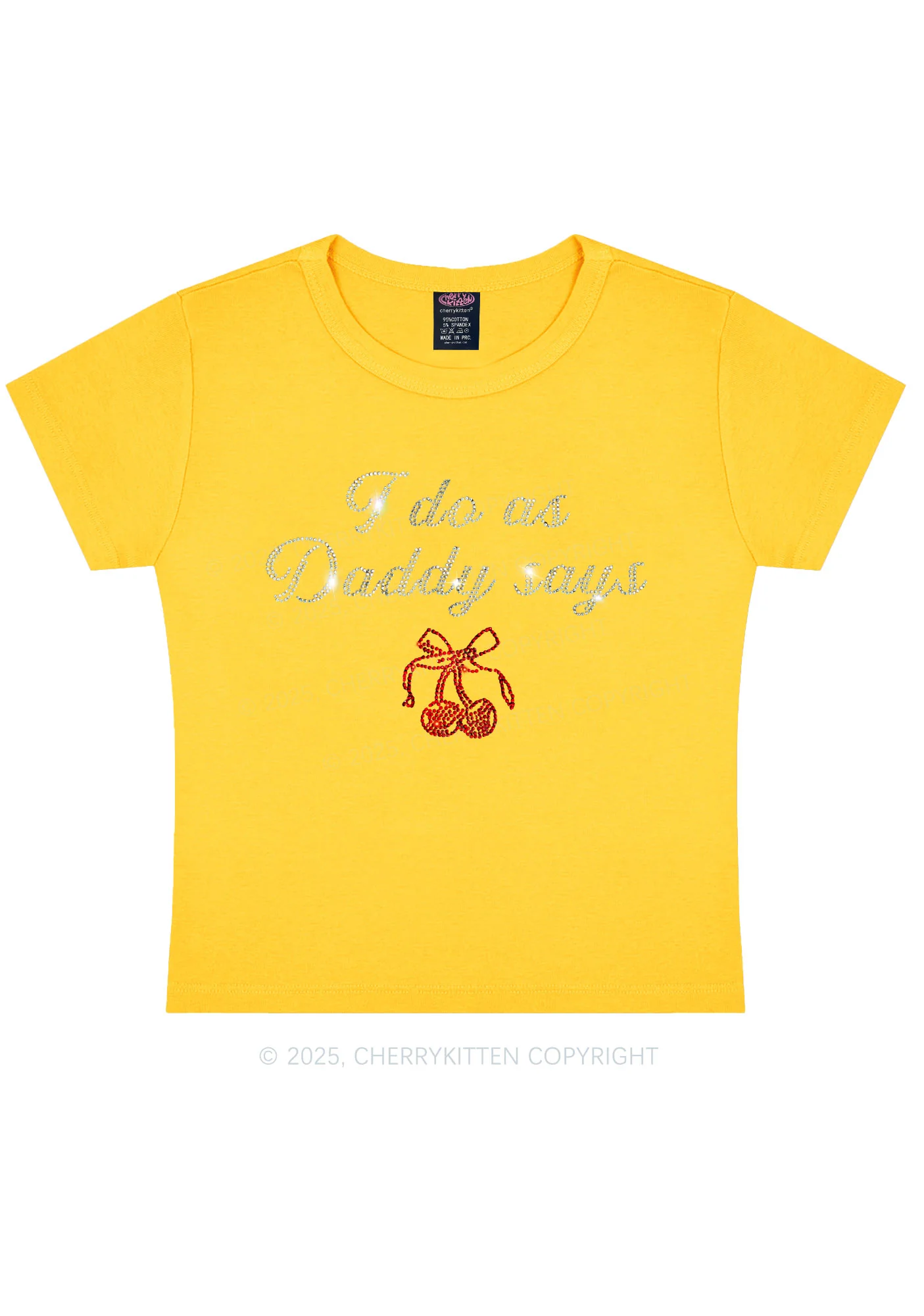 Rhinestone I Do As Daddy Says Y2K Baby Tee Cherrykitten - Image 7