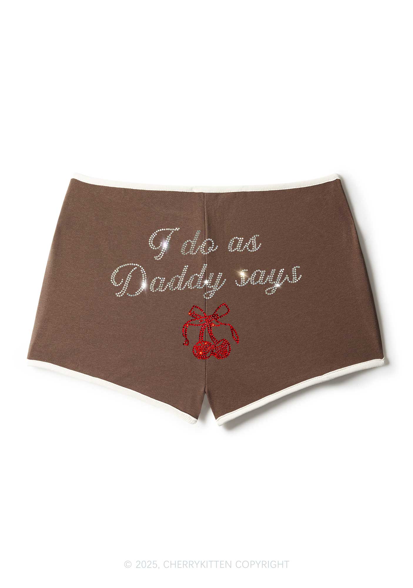 Rhinestone I Do As Daddy Says Y2K Booty Shorts Cherrykitten - Image 3