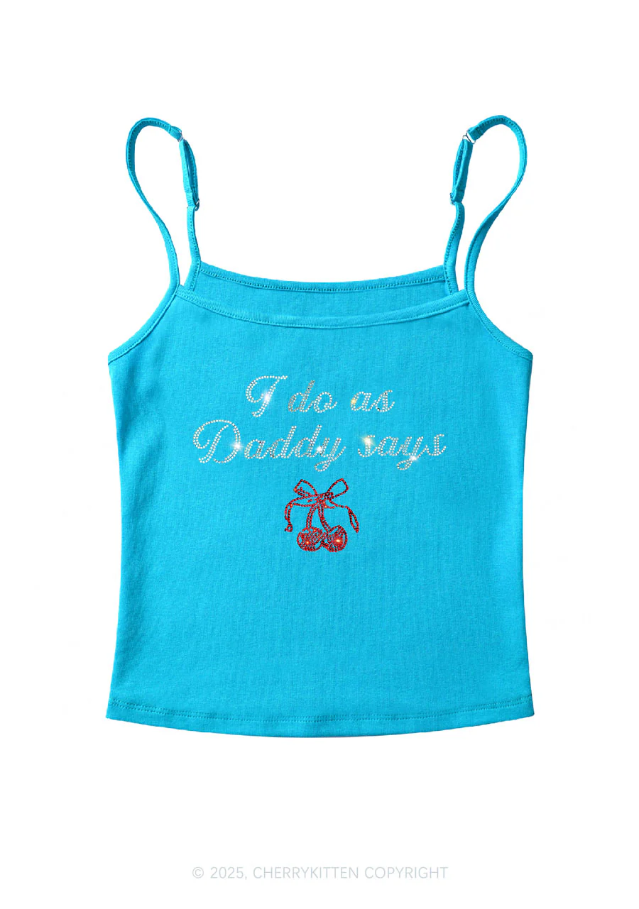 Rhinestone I Do As Daddy Says Y2K Spaghetti Strap Cami Cherrykitten - Image 4
