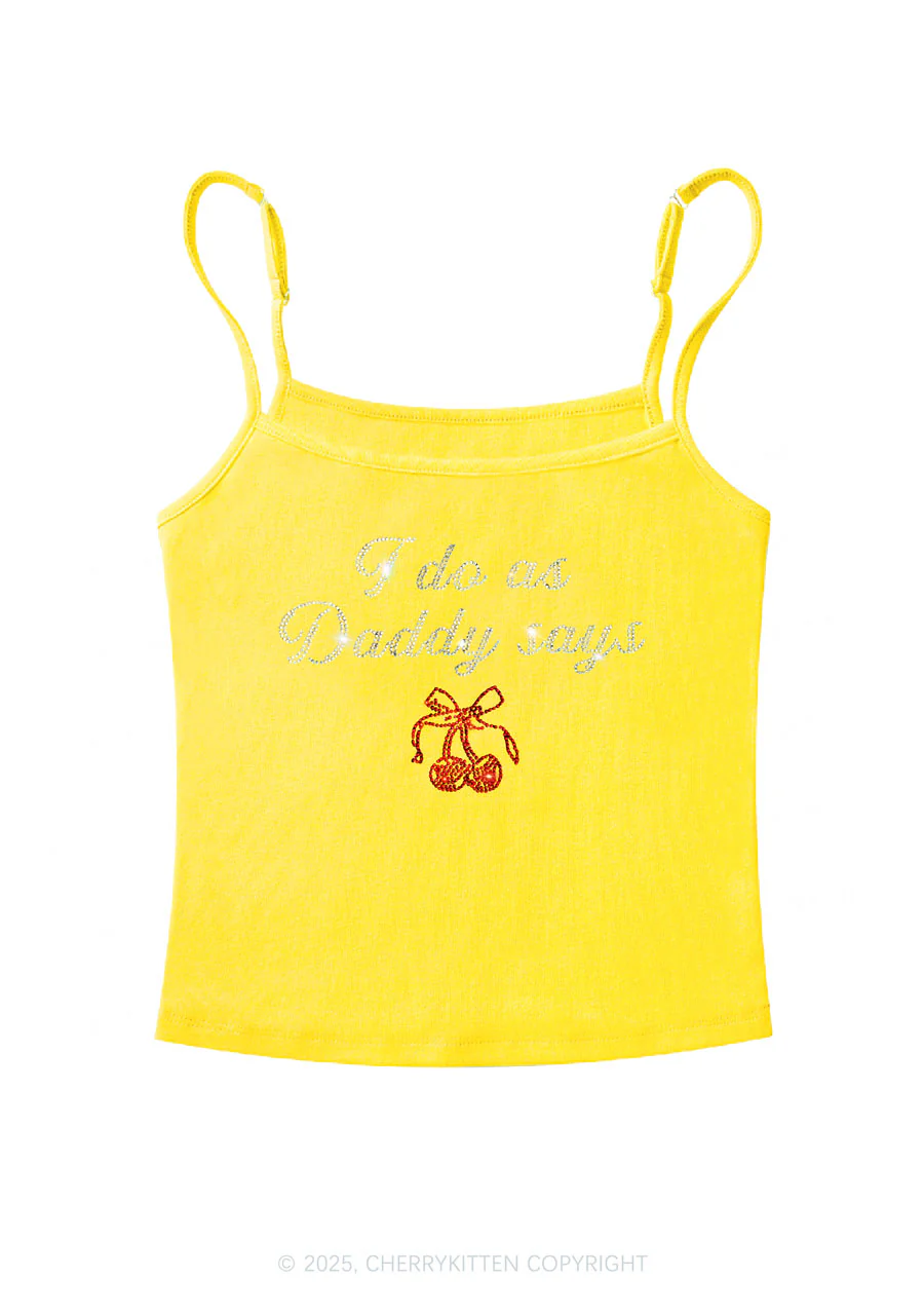 Rhinestone I Do As Daddy Says Y2K Spaghetti Strap Cami Cherrykitten - Image 7