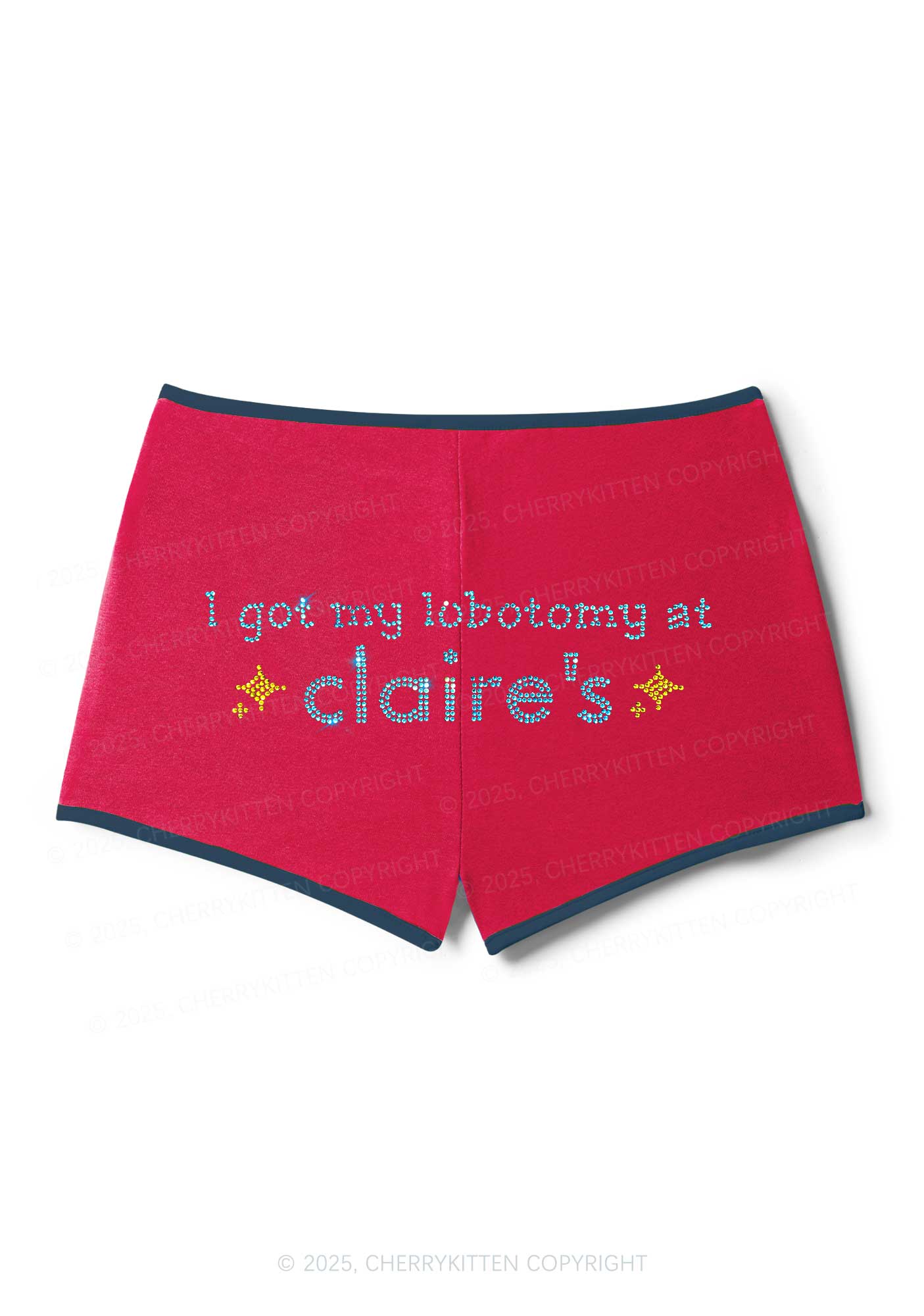 Rhinestone I Got My Lobotomy At Claires Y2K Booty Shorts Cherrykitten - Image 3
