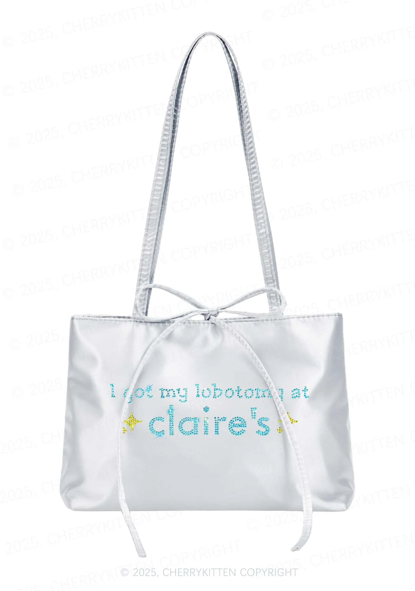 Rhinestone I Got My Lobotomy At Claires Y2K Satin Bags Cherrykitten - Image 2