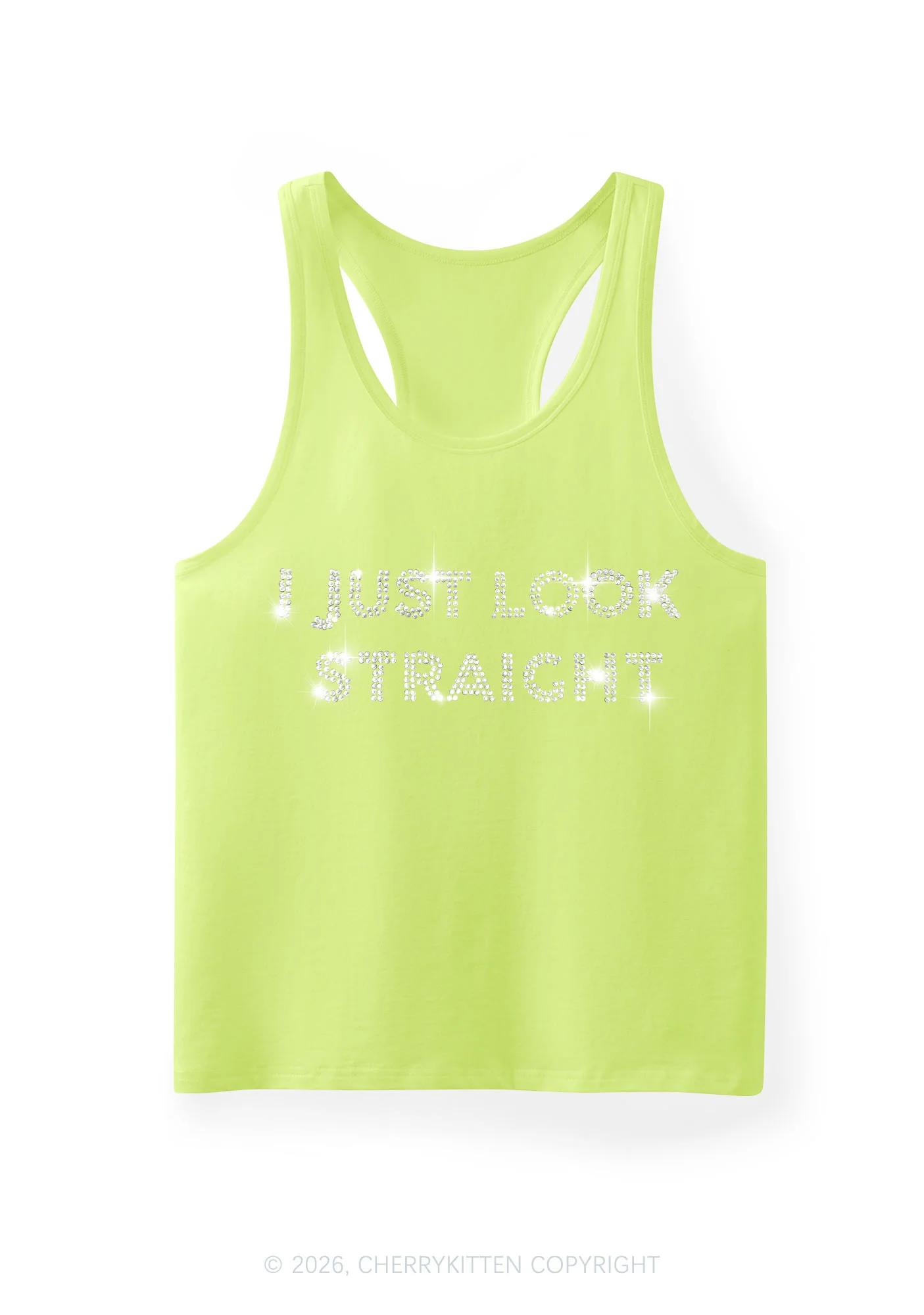 Rhinestone I Just Look Straight Pride Y2K Men Racerback Tank Top Cherrykitten - Image 10