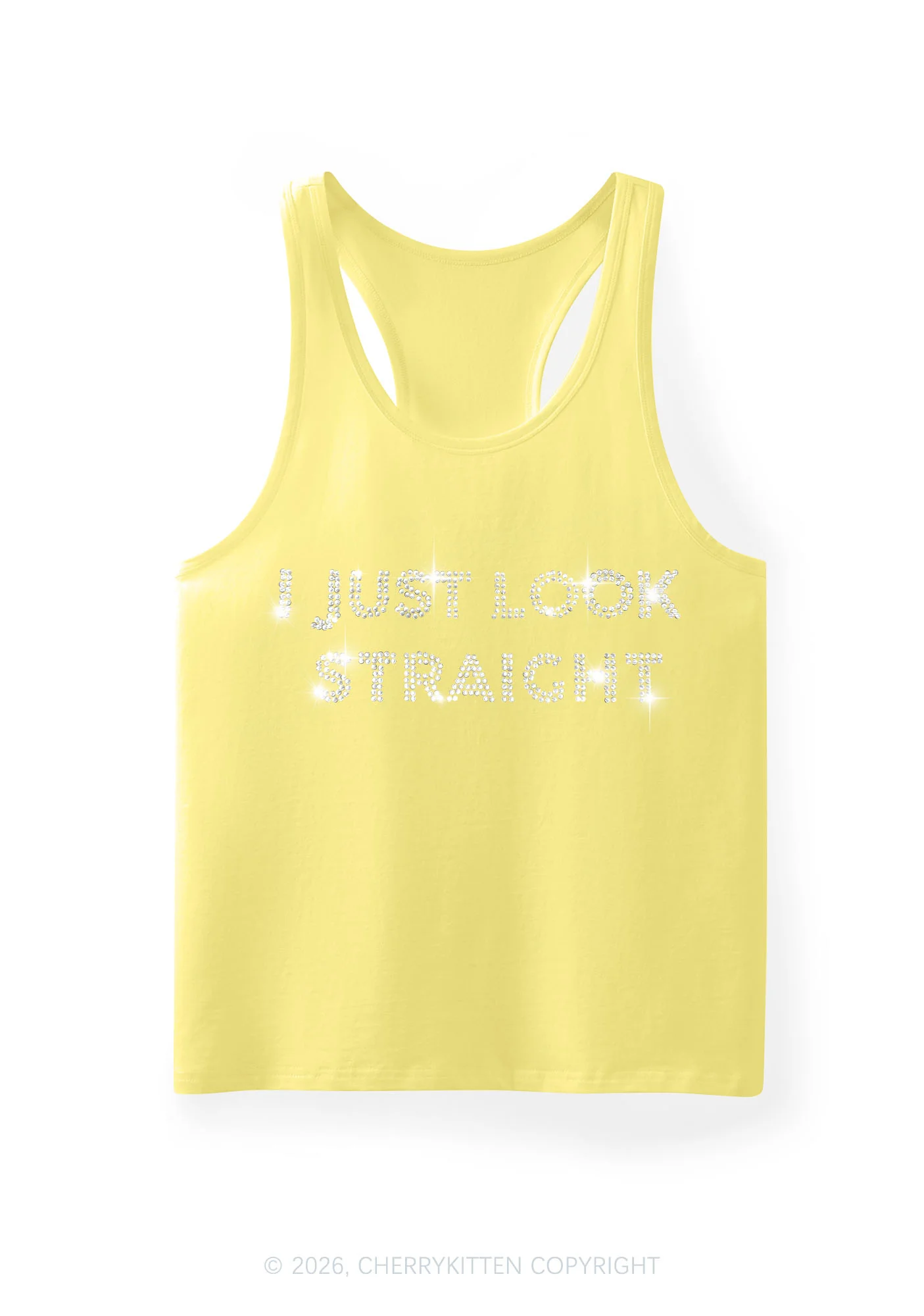 Rhinestone I Just Look Straight Pride Y2K Men Racerback Tank Top Cherrykitten - Image 11