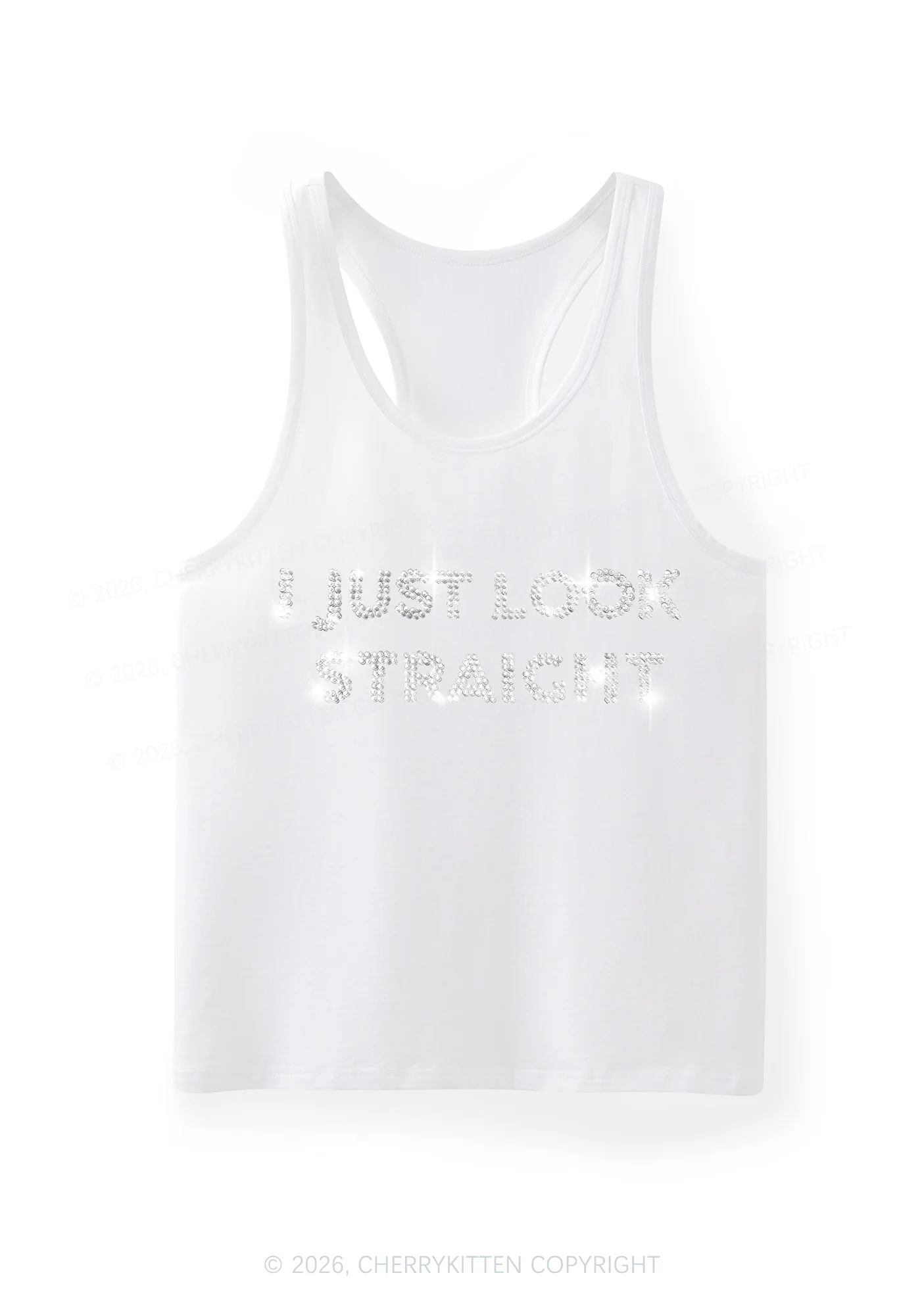 Rhinestone I Just Look Straight Pride Y2K Men Racerback Tank Top Cherrykitten - Image 12
