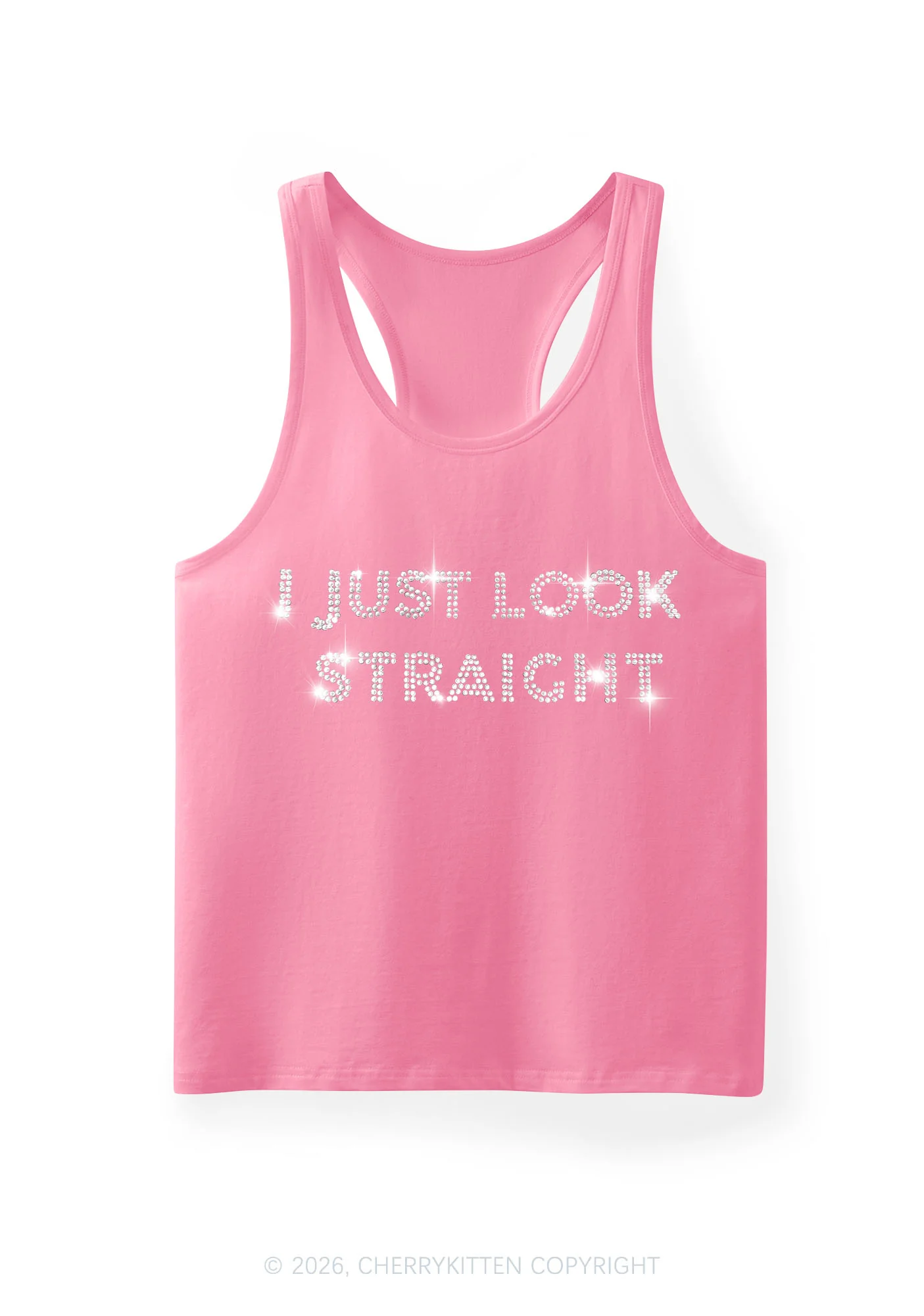 Rhinestone I Just Look Straight Pride Y2K Men Racerback Tank Top Cherrykitten - Image 5