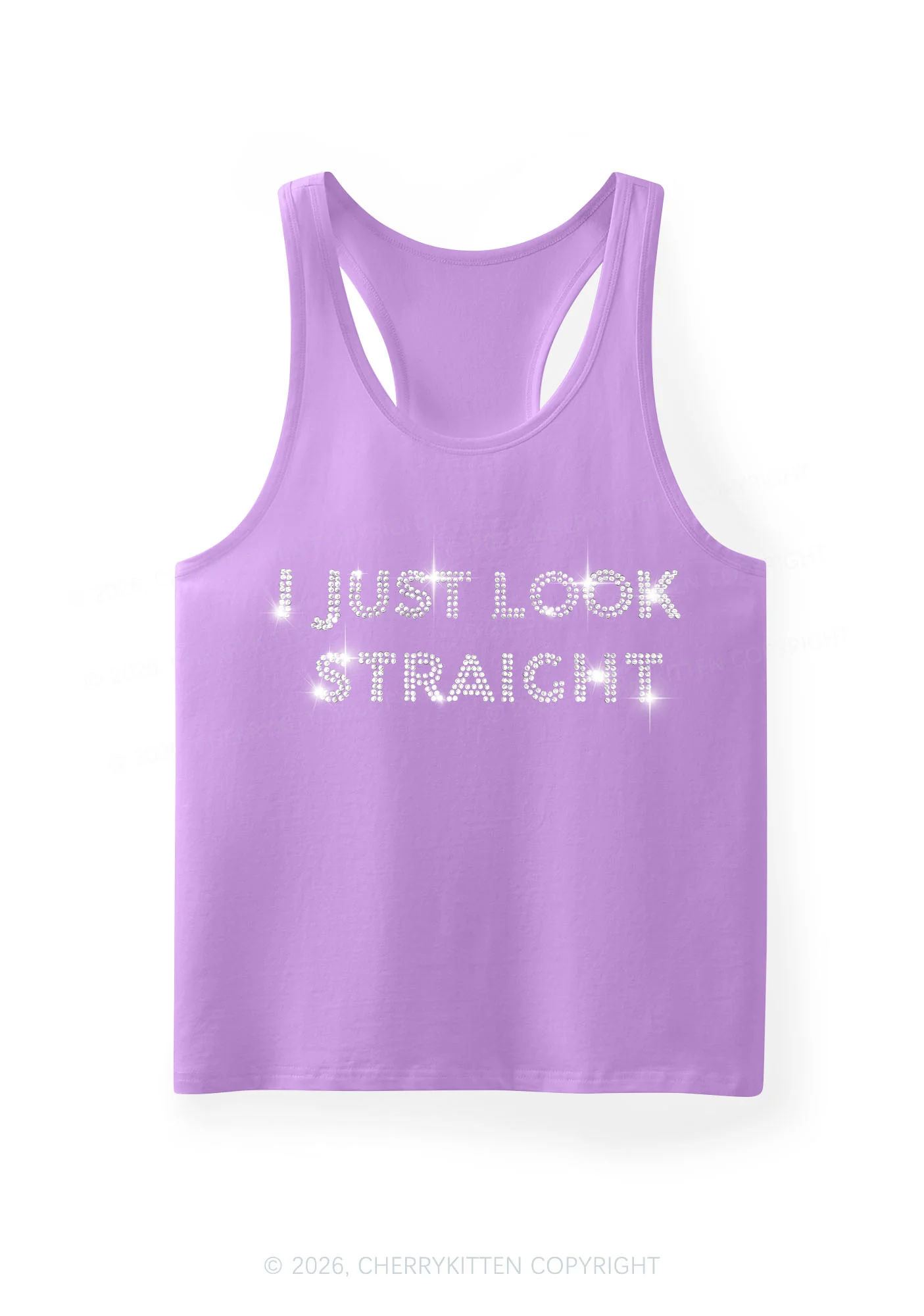 Rhinestone I Just Look Straight Pride Y2K Men Racerback Tank Top Cherrykitten - Image 8