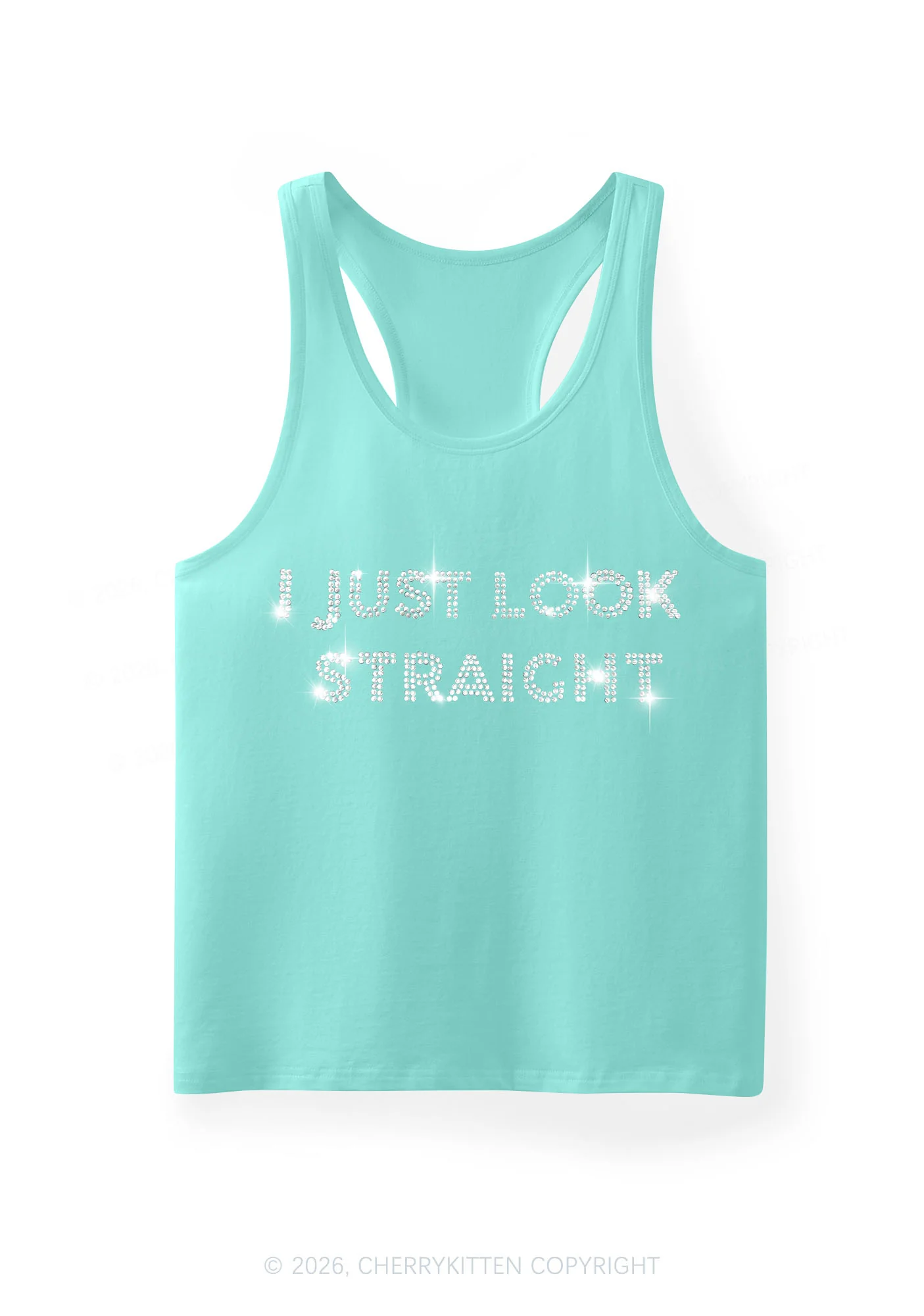 Rhinestone I Just Look Straight Pride Y2K Men Racerback Tank Top Cherrykitten - Image 9