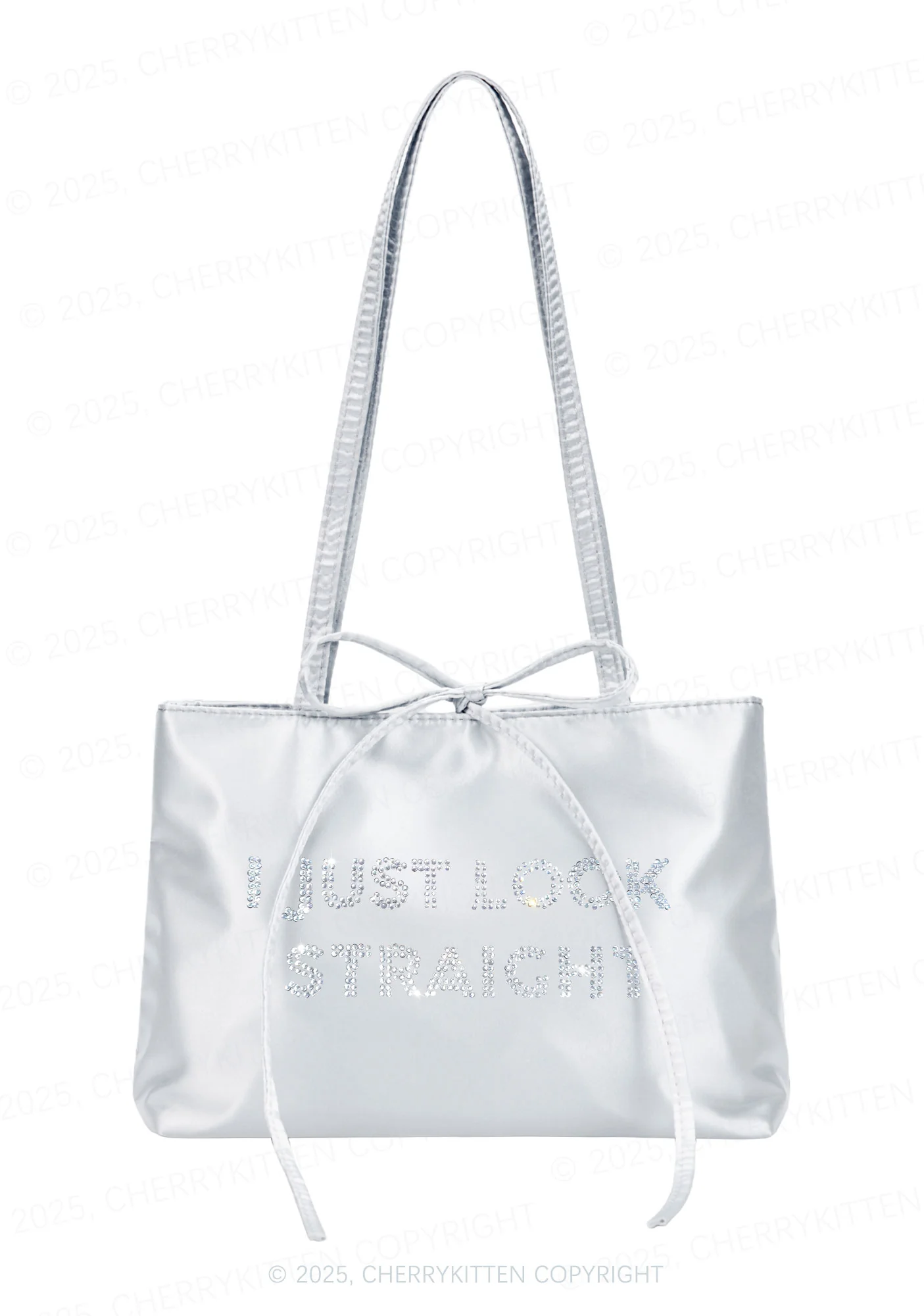 Rhinestone I Just Look Straight Pride Y2K Satin Bags Cherrykitten - Image 3