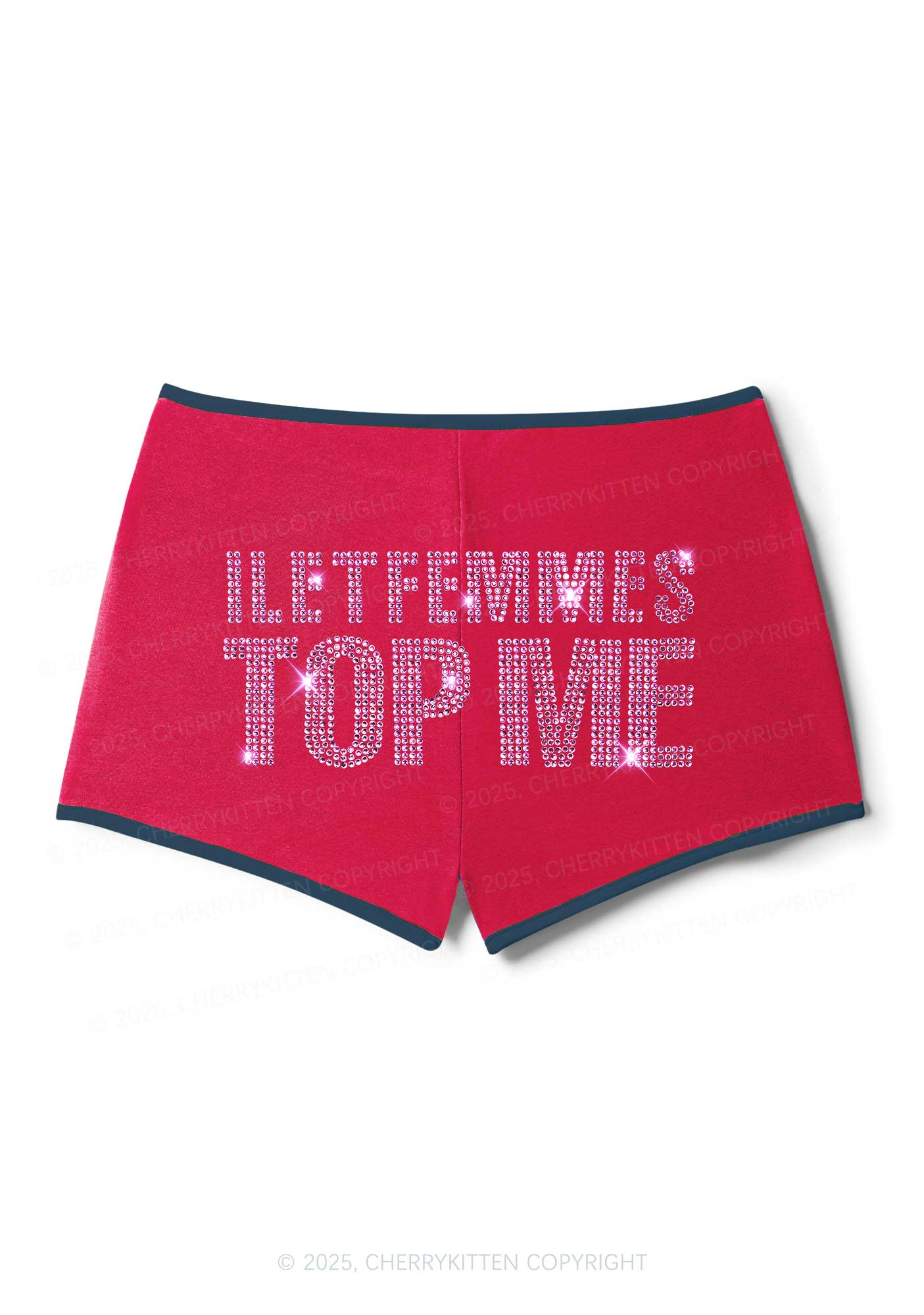 Rhinestone I Let Femmes Top Me Pride Y2K Booty Shorts Cherrykitten - Image 4