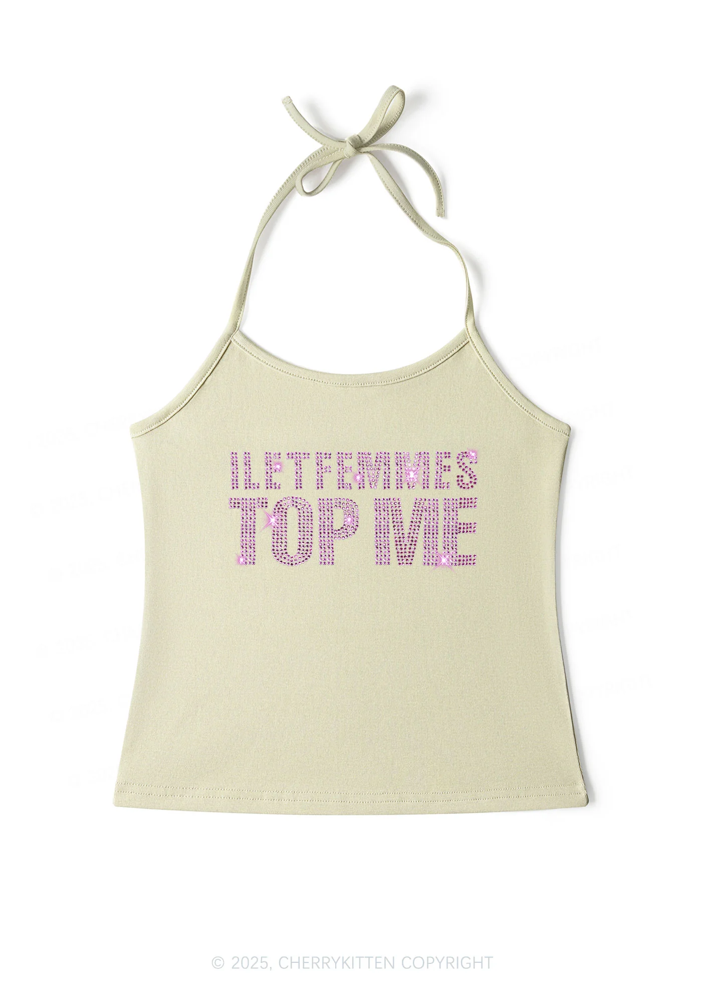 Rhinestone I Let Femmes Top Me Pride Y2K Halter Neck Cami Cherrykitten - Image 5