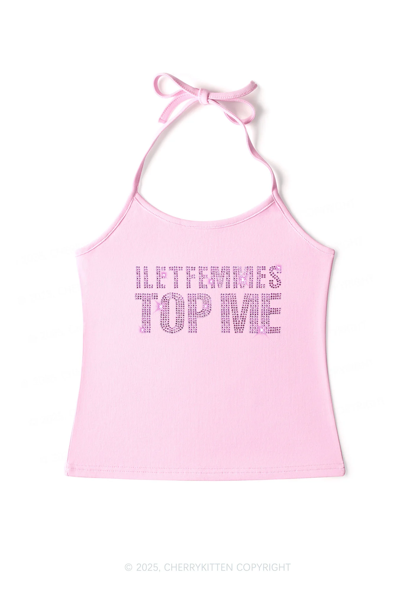 Rhinestone I Let Femmes Top Me Pride Y2K Halter Neck Cami Cherrykitten - Image 6