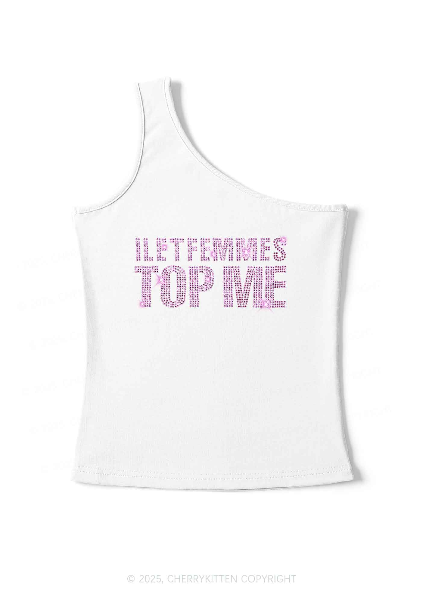 Rhinestone I Let Femmes Top Me Pride Y2K One Shoulder Tank Top Cherrykitten - Image 2