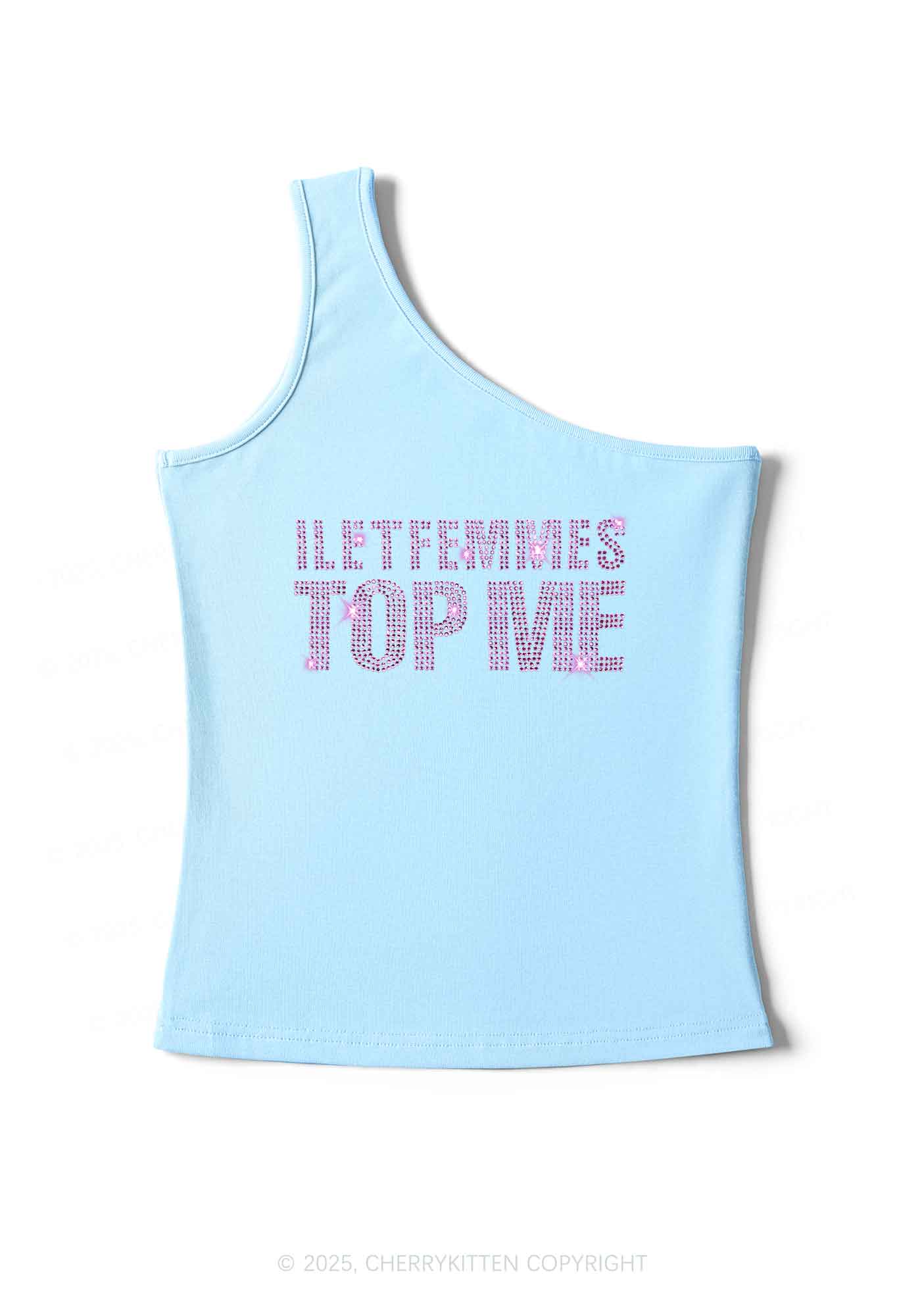 Rhinestone I Let Femmes Top Me Pride Y2K One Shoulder Tank Top Cherrykitten - Image 6
