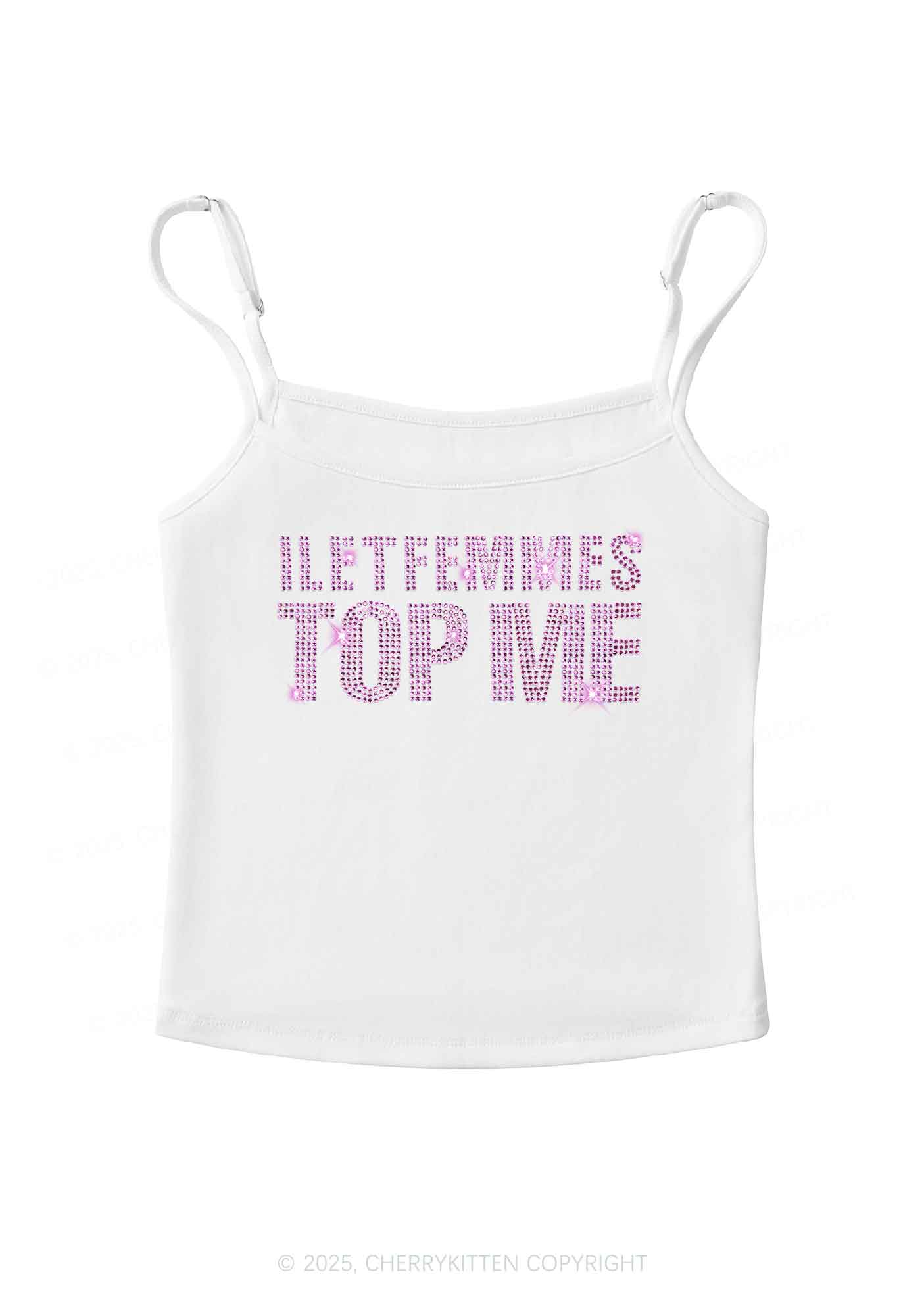 Rhinestone I Let Femmes Top Me Pride Y2K Spaghetti Strap Cami Cherrykitten - Image 3