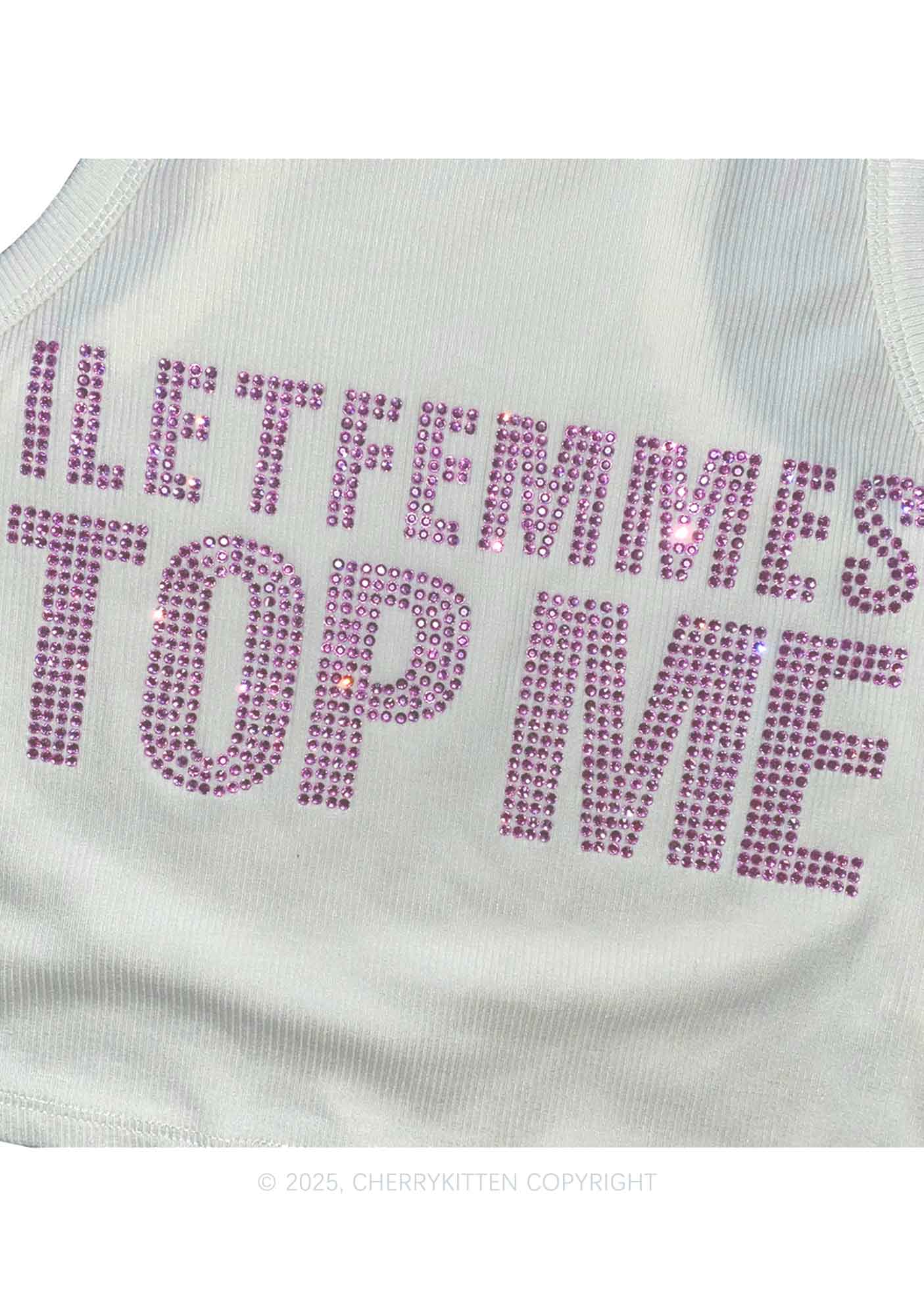 Rhinestone I Let Femmes Top Me Pride Y2K Crop Tank Top Cherrykitten - Image 2