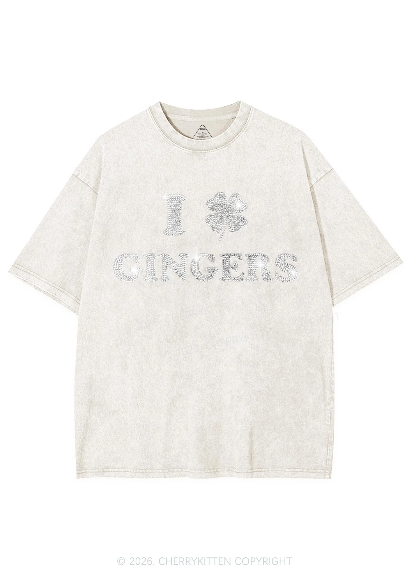 Rhinestone I Love Gingers St Patricks Y2K Shirts Washed Tee Cherrykitten - Image 4