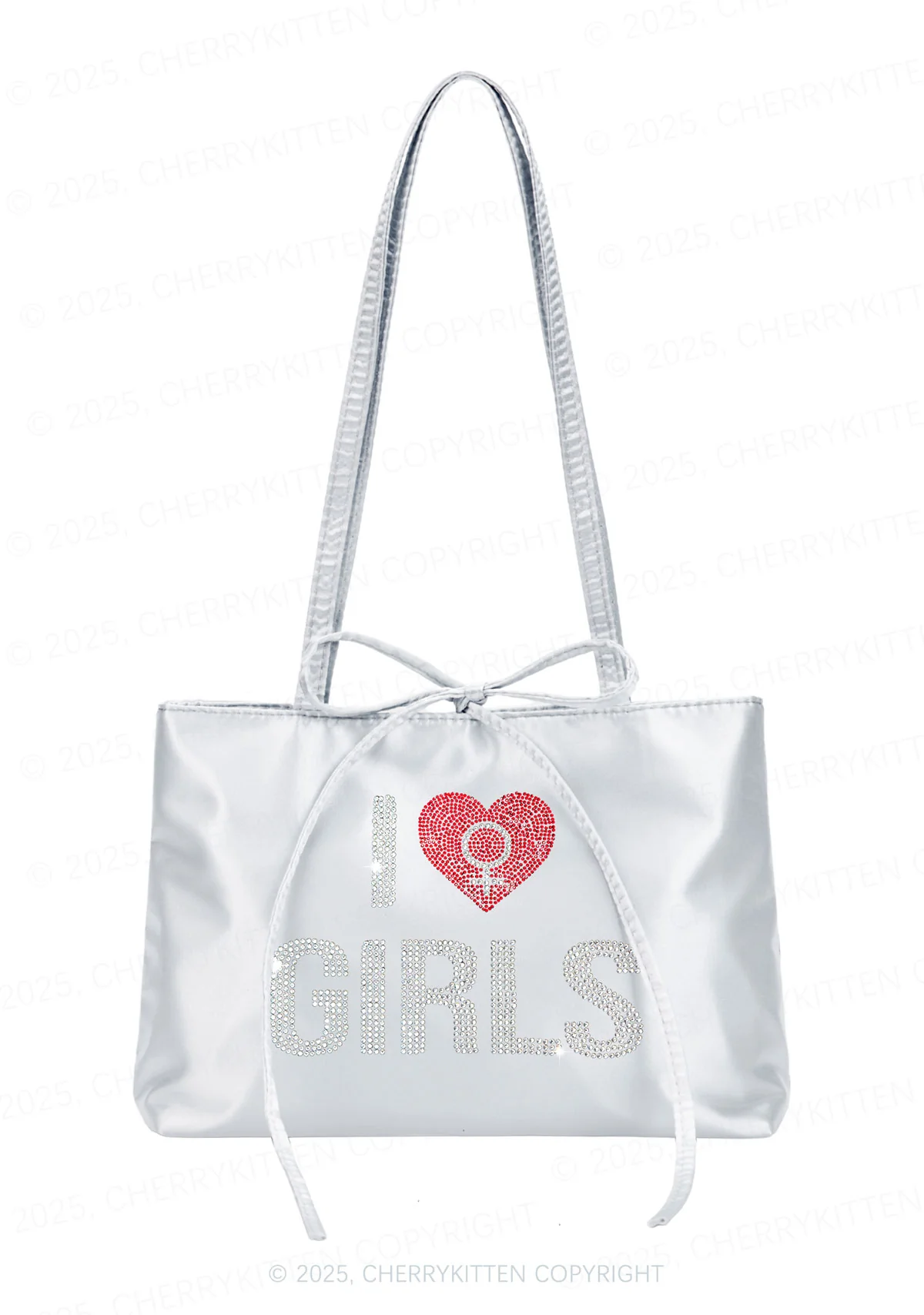 Rhinestone I Love Girls Pride Y2K Satin Bags Cherrykitten - Image 2
