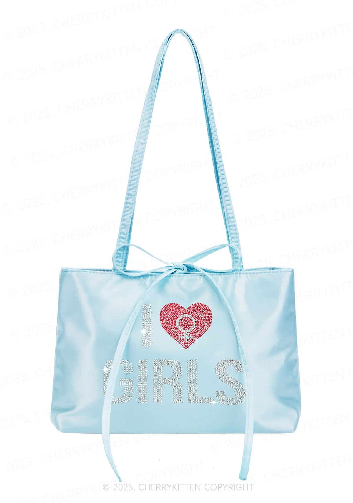 Rhinestone I Love Girls Pride Y2K Satin Bags Cherrykitten - Image 3