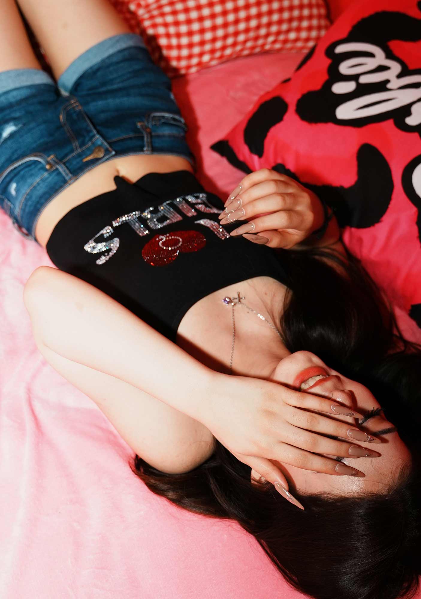 Rhinestone I Love Girls Pride Y2K Spaghetti Strap Cami Cherrykitten - Image 4