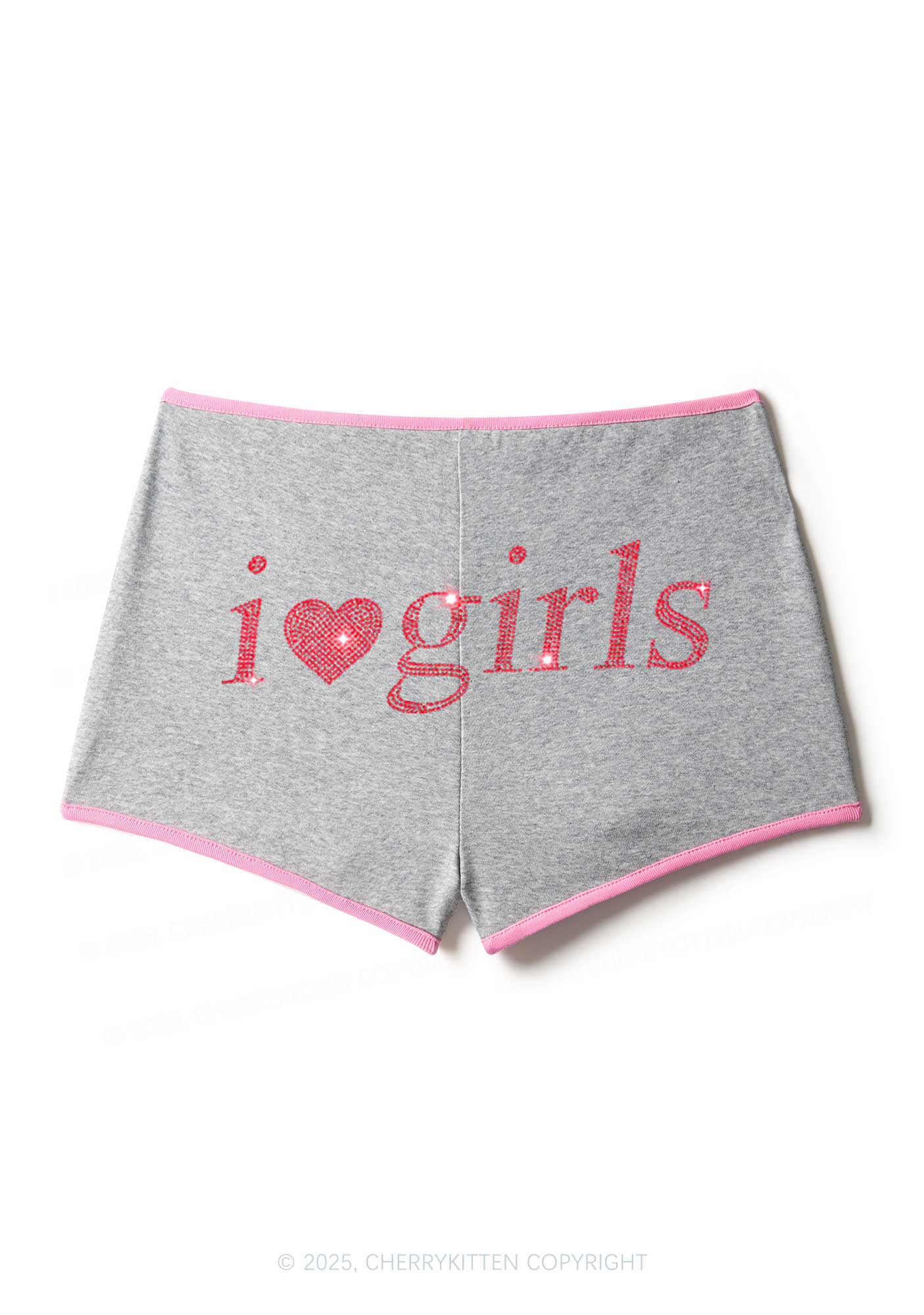 Rhinestone I Love Girls Y2K Booty Shorts Cherrykitten - Image 6