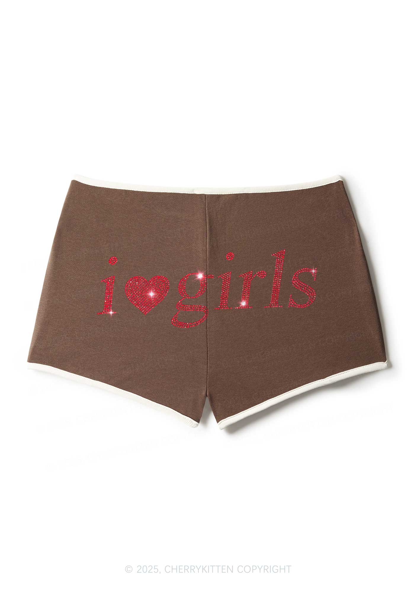 Rhinestone I Love Girls Y2K Booty Shorts Cherrykitten - Image 8