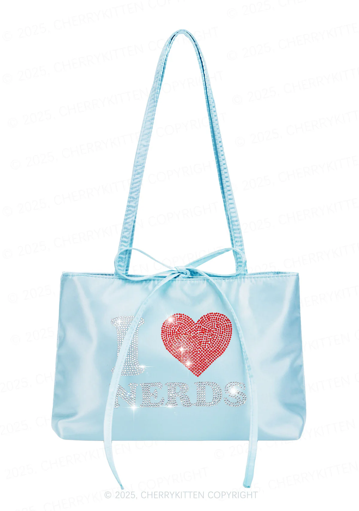Rhinestone I Love Nerds Y2K Satin Bags Cherrykitten - Image 2