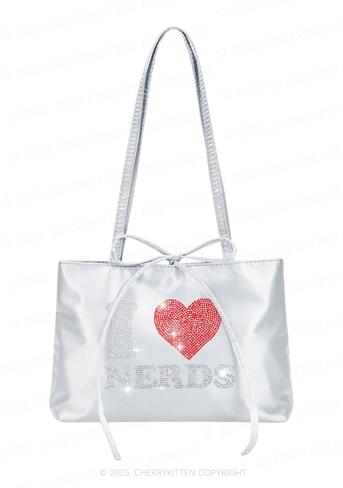 Rhinestone I Love Nerds Y2K Satin Bags Cherrykitten - Image 3