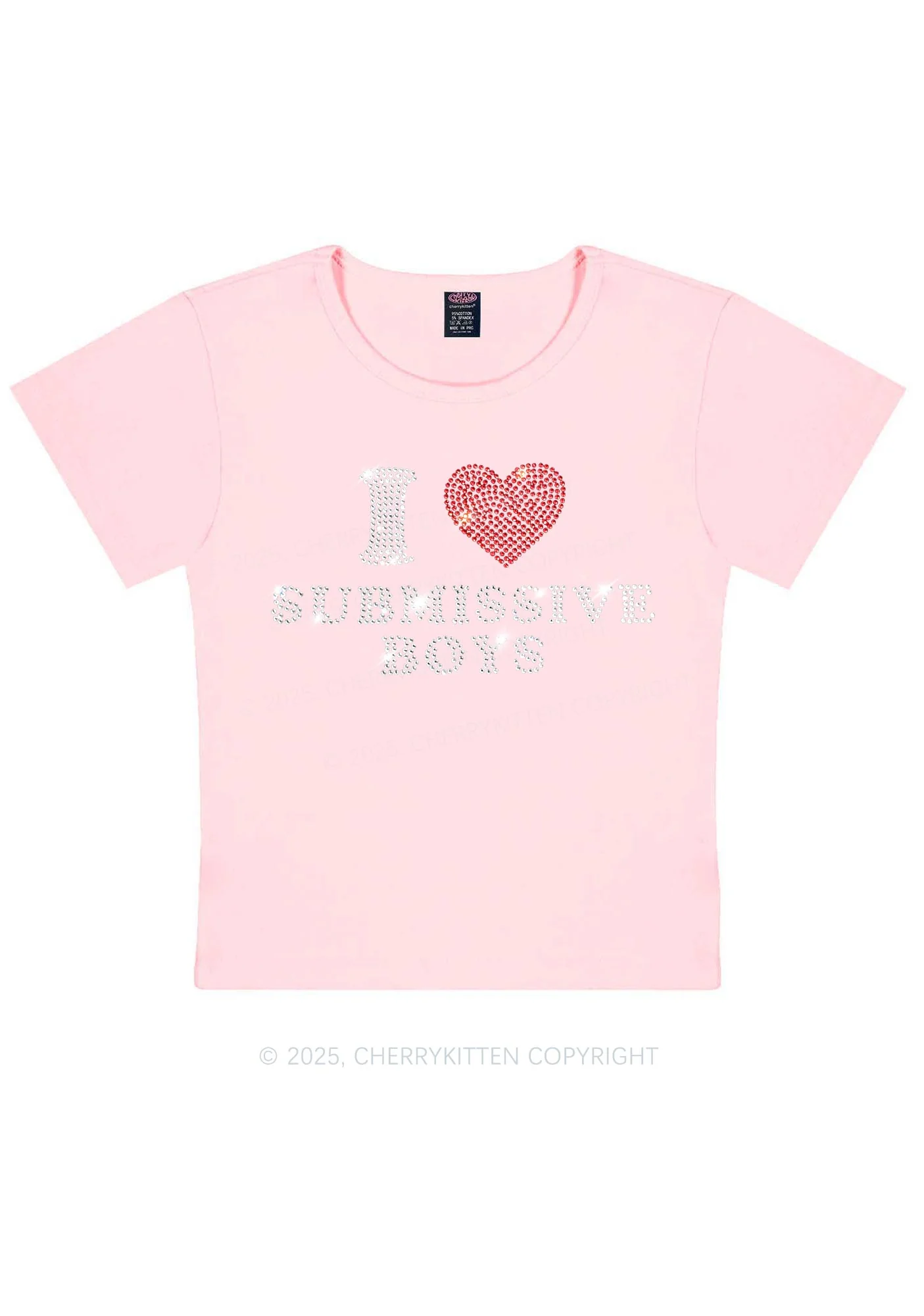 Rhinestone I Love S Boys Y2K Baby Tee Cherrykitten - Image 11