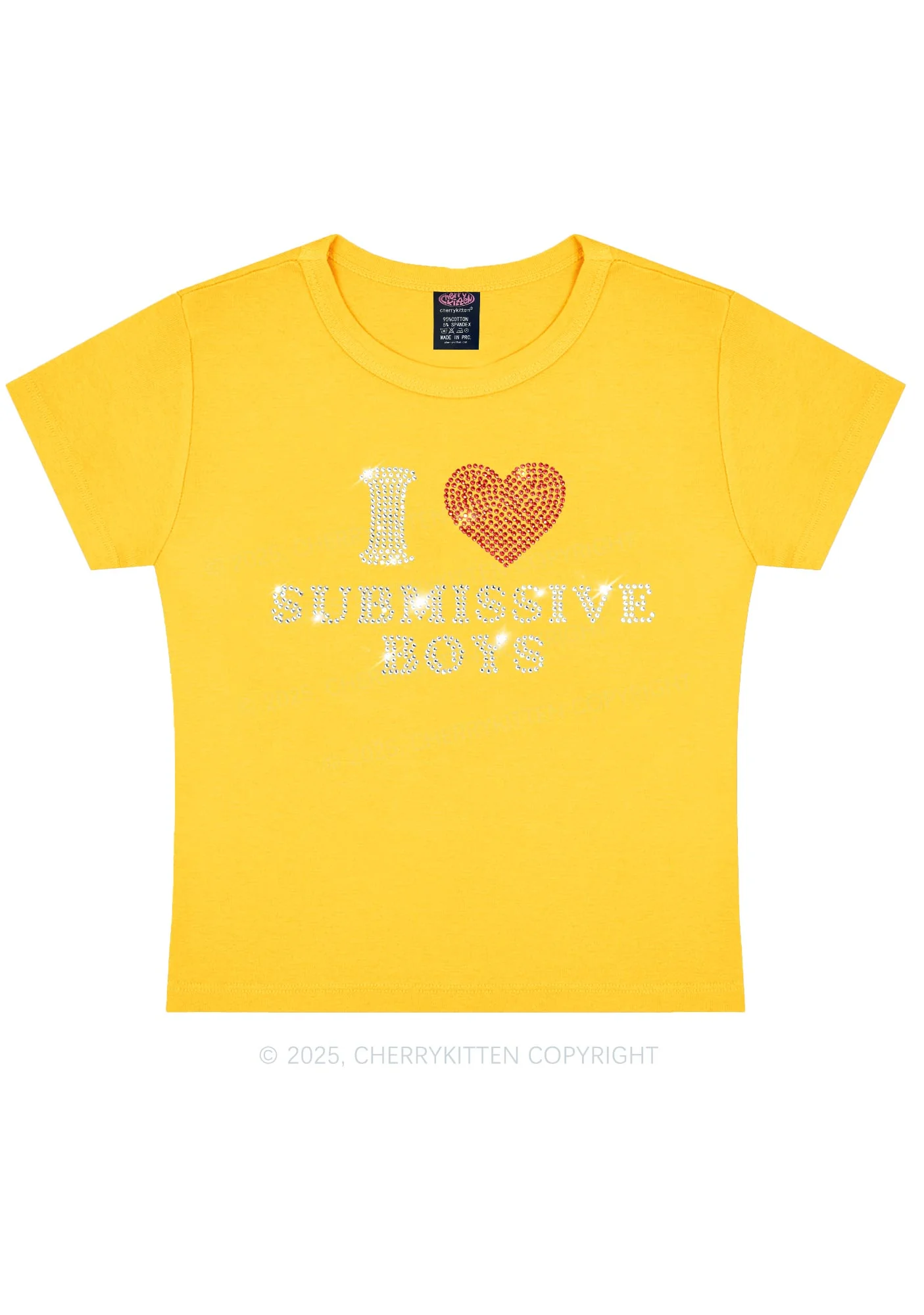 Rhinestone I Love S Boys Y2K Baby Tee Cherrykitten - Image 12