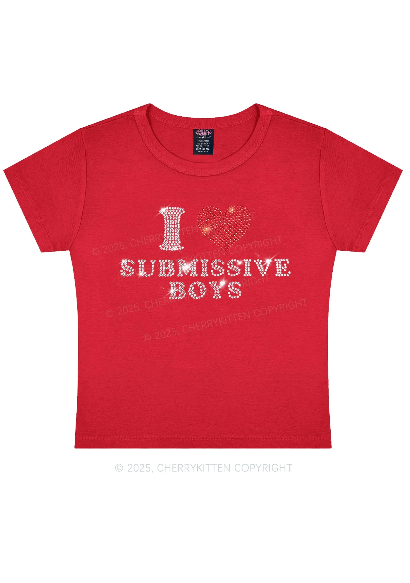 Rhinestone I Love S Boys Y2K Baby Tee Cherrykitten - Image 7