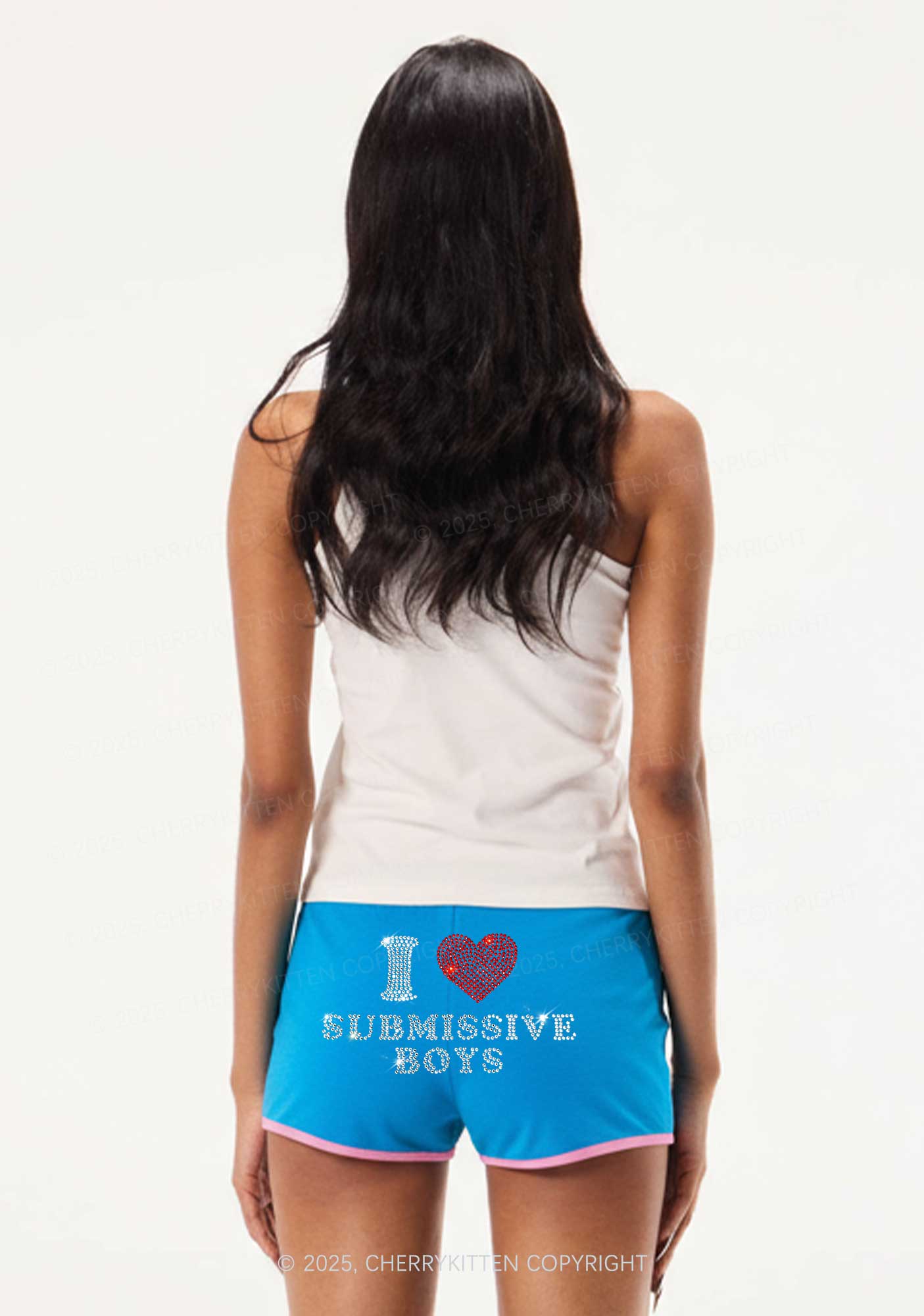 Rhinestone I Love S Boys Y2K Booty Shorts Cherrykitten - Image 2